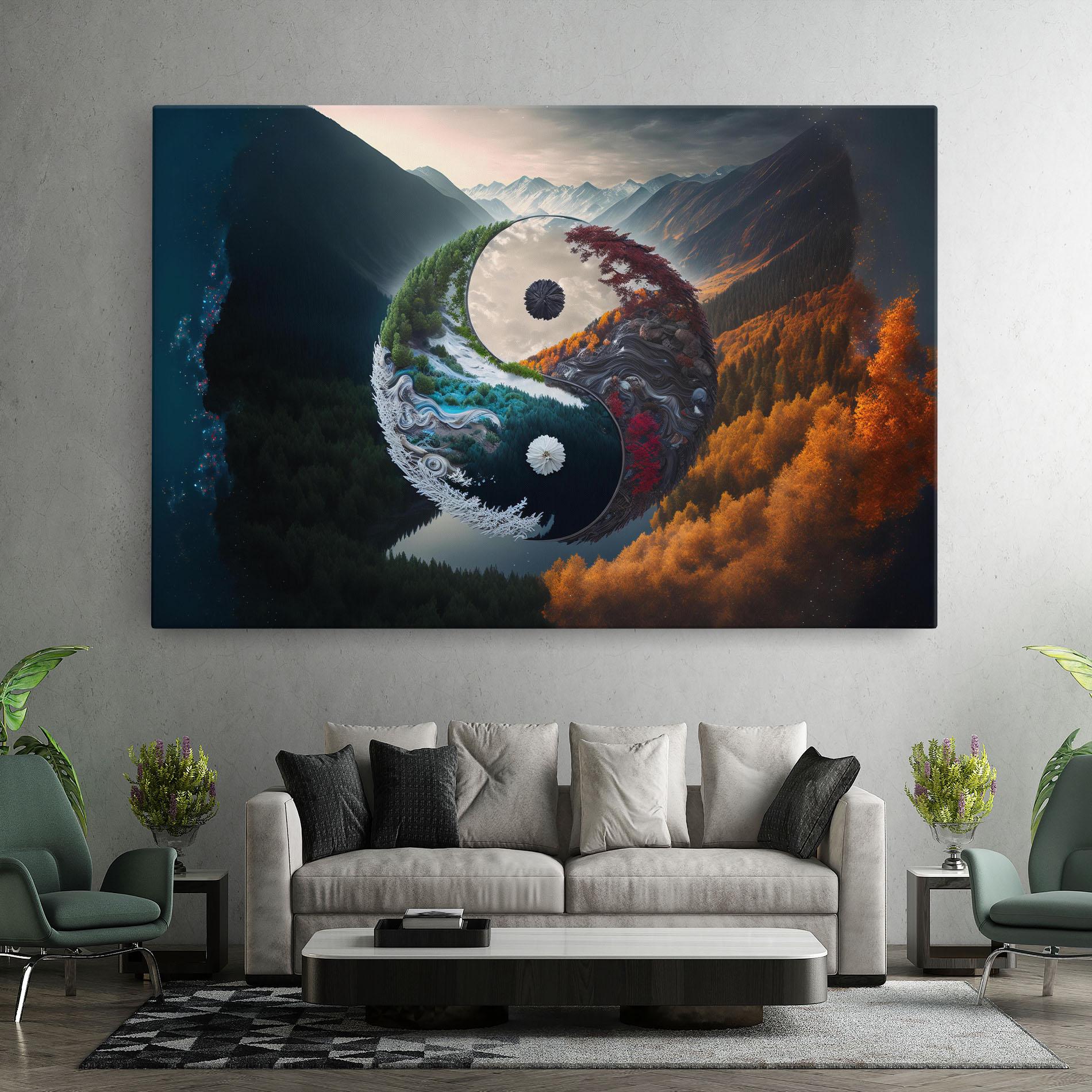 Leinwandbild Mountain Yinyang mockup 7