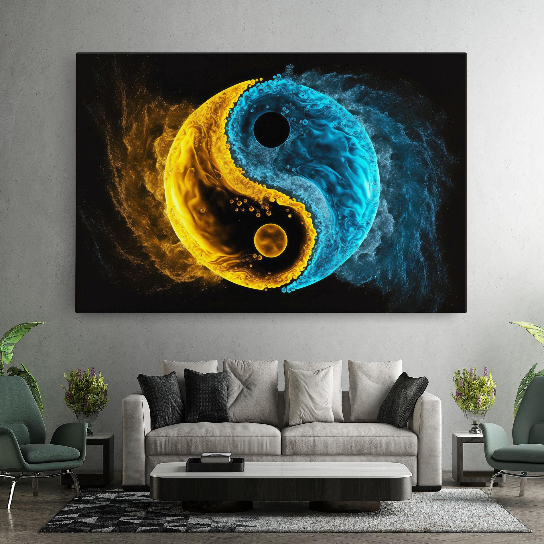 Leinwandbild Yellow Blue Yinyang mockup 7