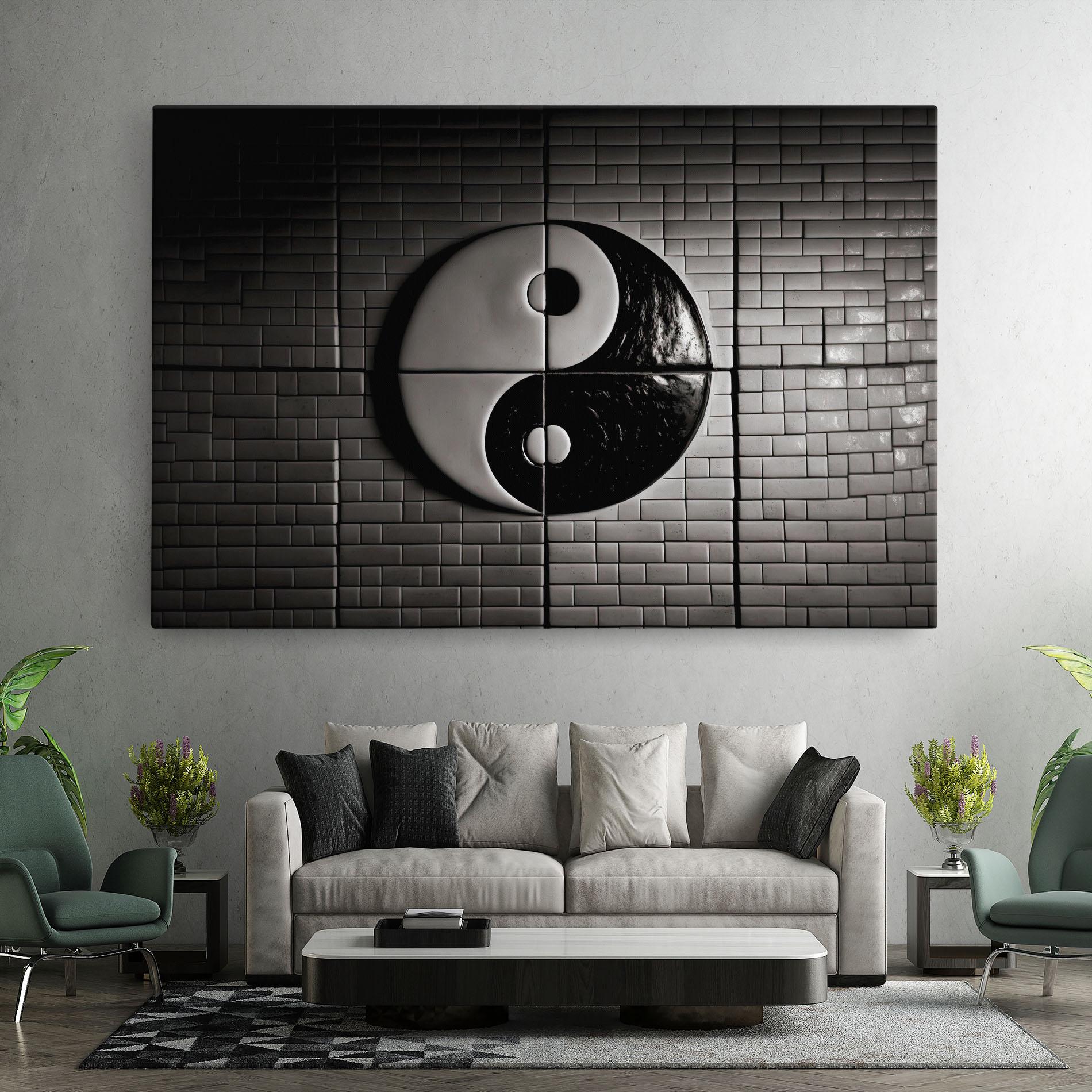 Leinwandbild Yinyang Tiles Wall mockup 7