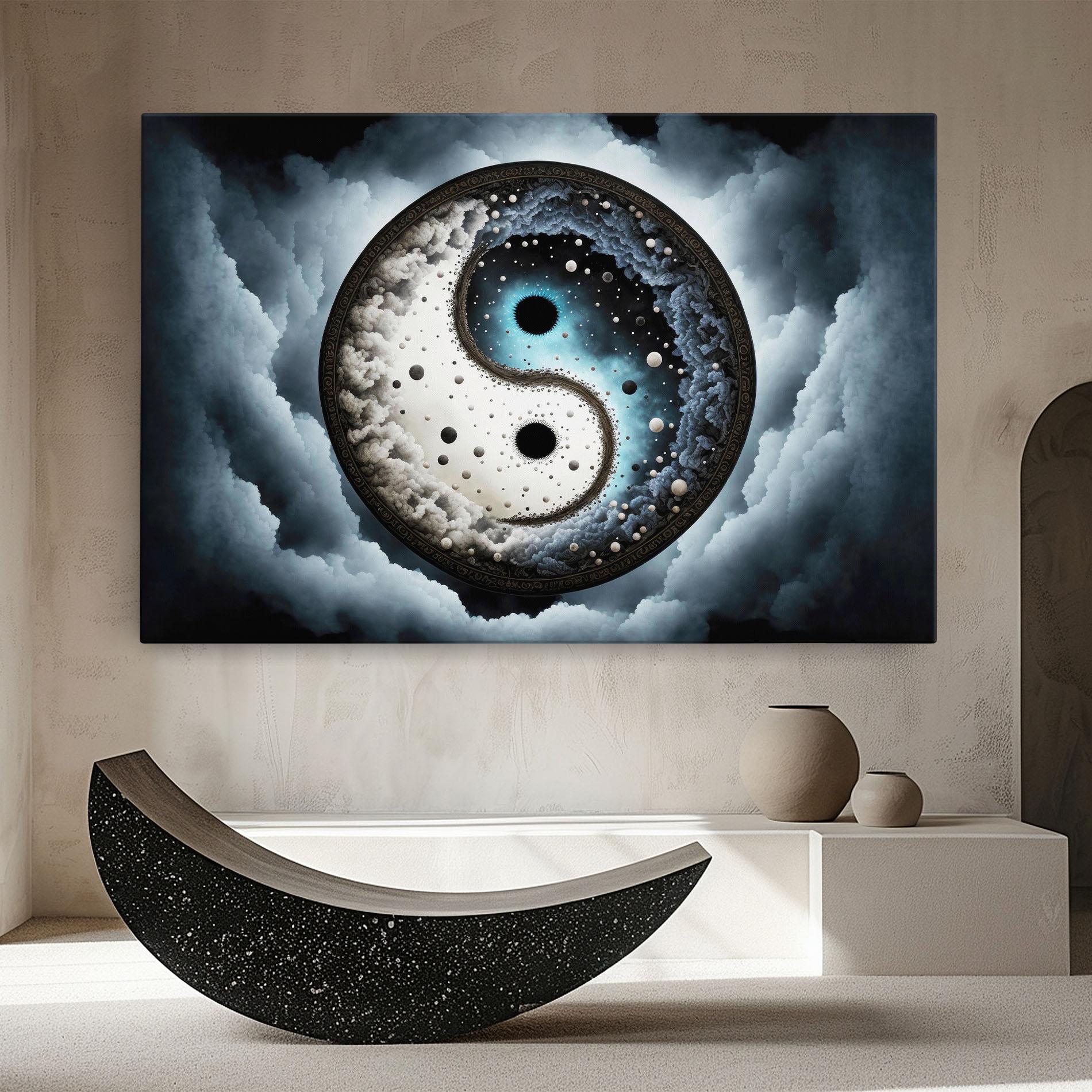 Leinwandbild Black Blue Yinyang mockup 8
