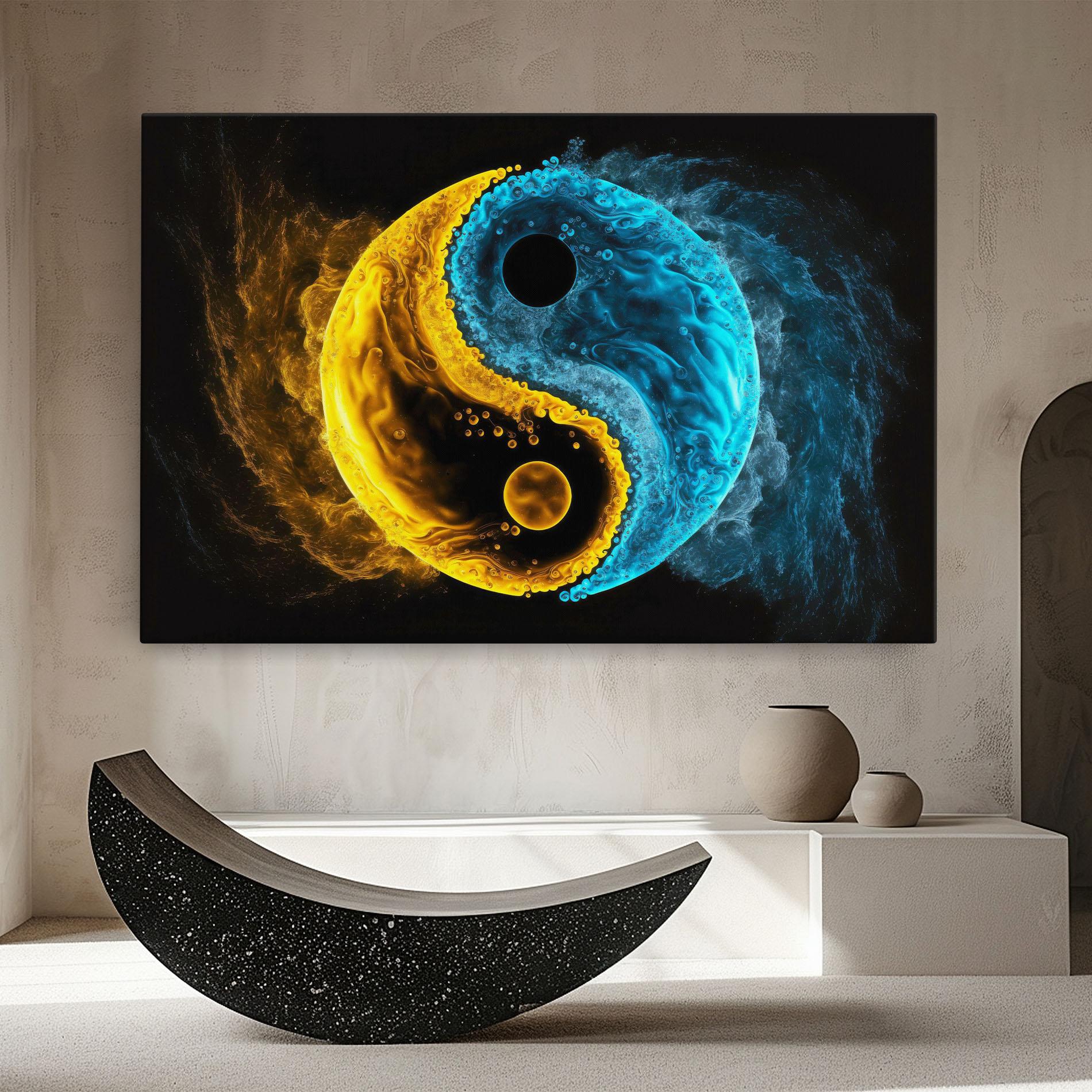Leinwandbild Yellow Blue Yinyang mockup 8