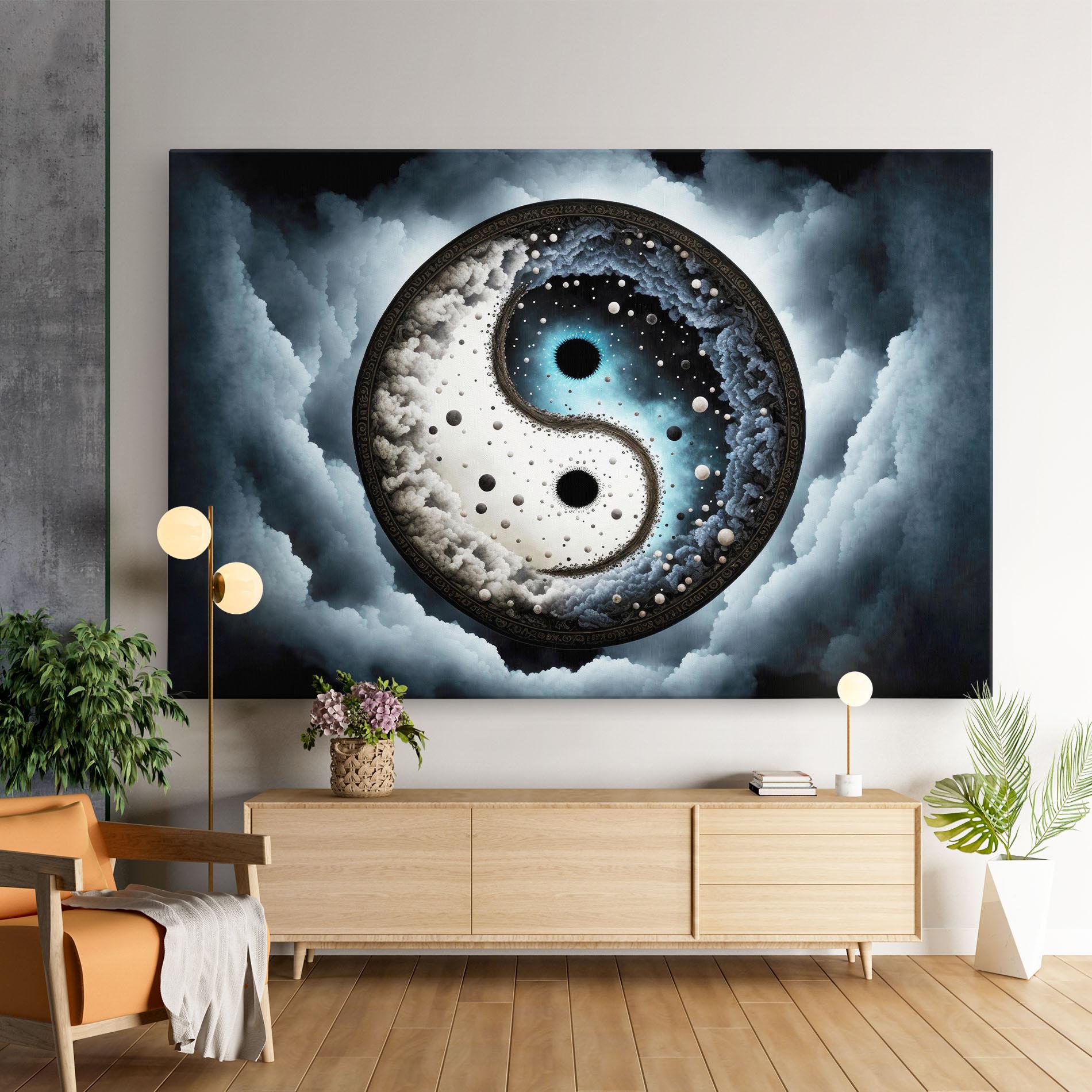 Leinwandbild Black Blue Yinyang mockup 9