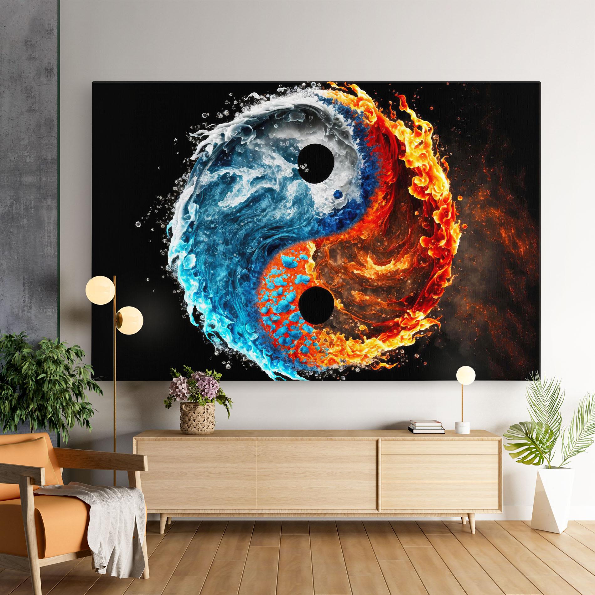 Leinwandbild Fire Water Yin Yang mockup 9