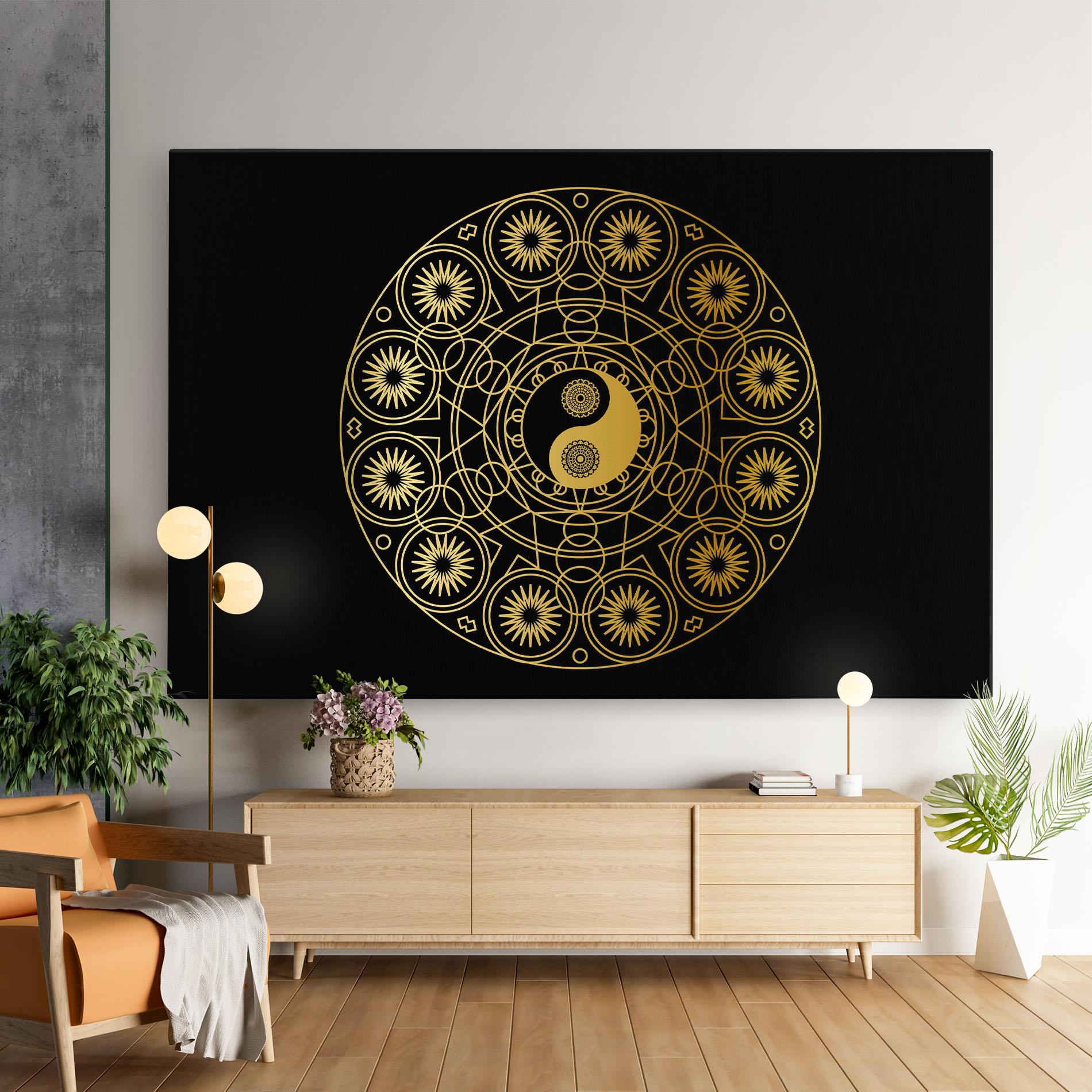 Leinwandbild Gold Meditation Mandala mockup 9