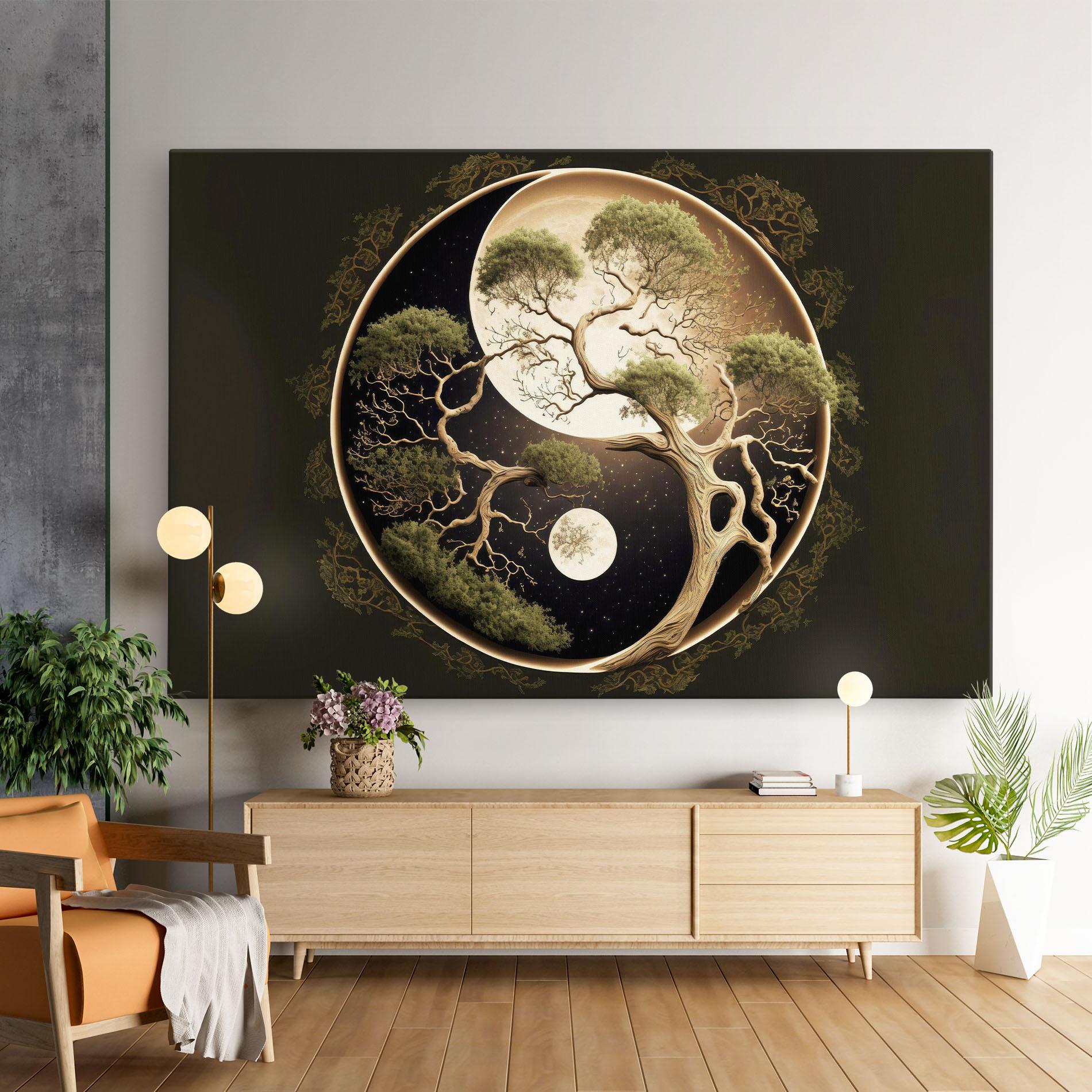 Leinwandbild Green Tree Yinyang mockup 9