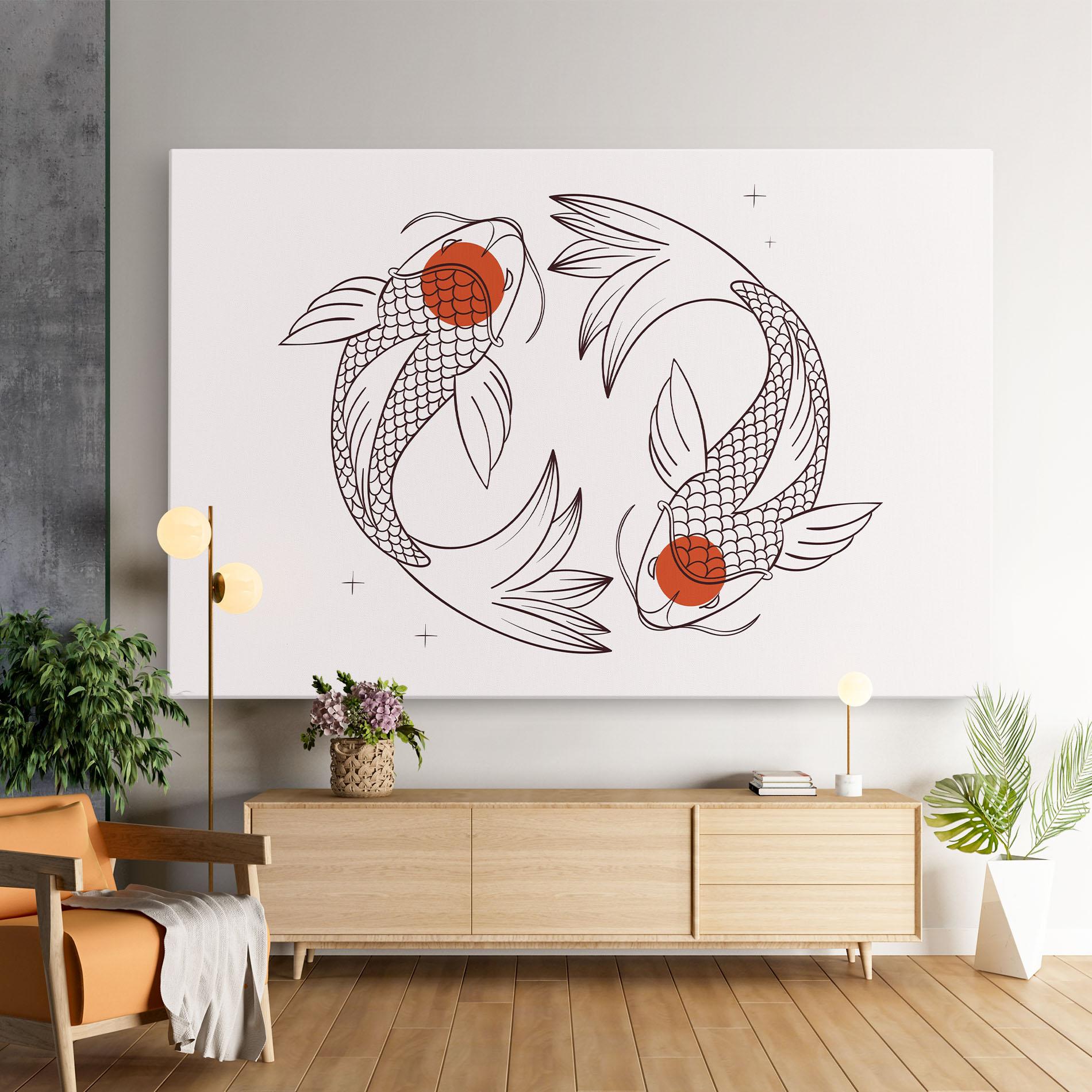Leinwandbild Koi Yinyang Art mockup 9