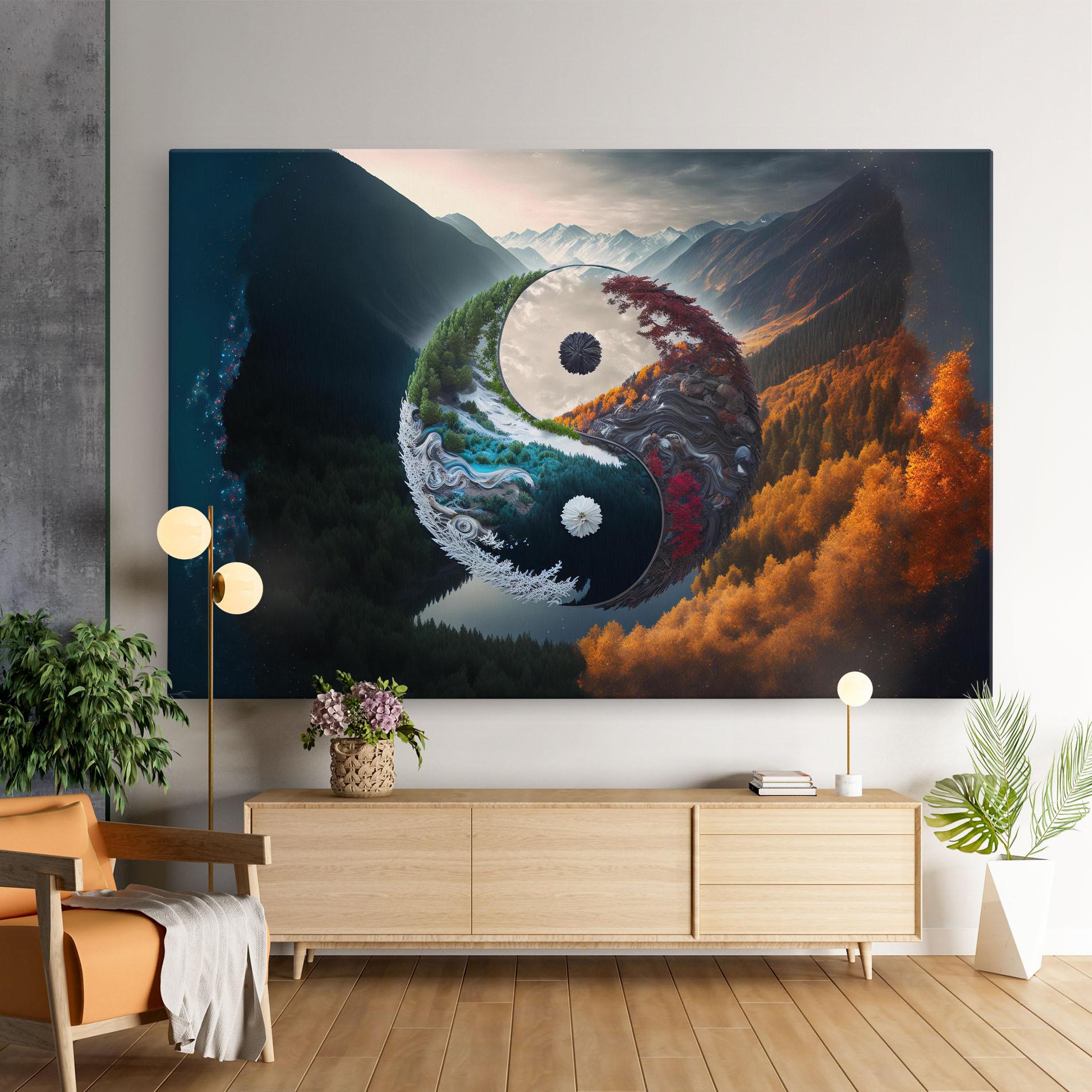 Leinwandbild Mountain Yinyang mockup 9