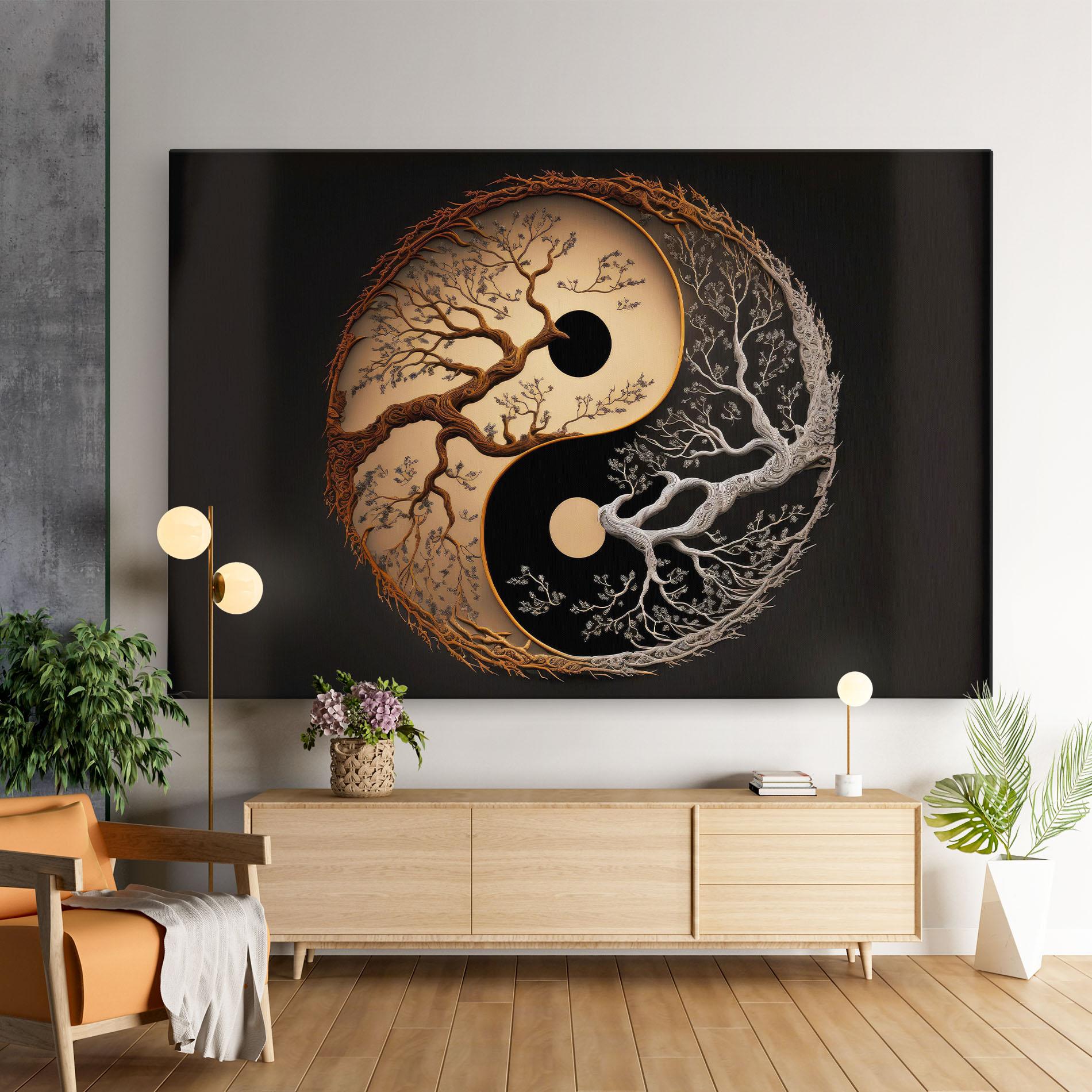 Leinwandbild Old Tree Yinyang mockup 9