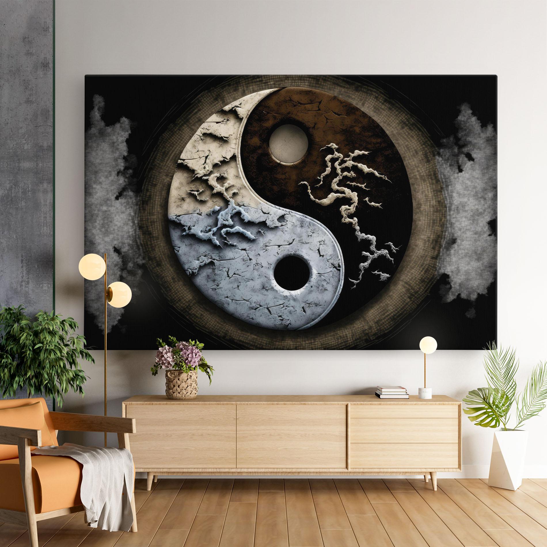 Leinwandbild Vintage Yinyang mockup 9