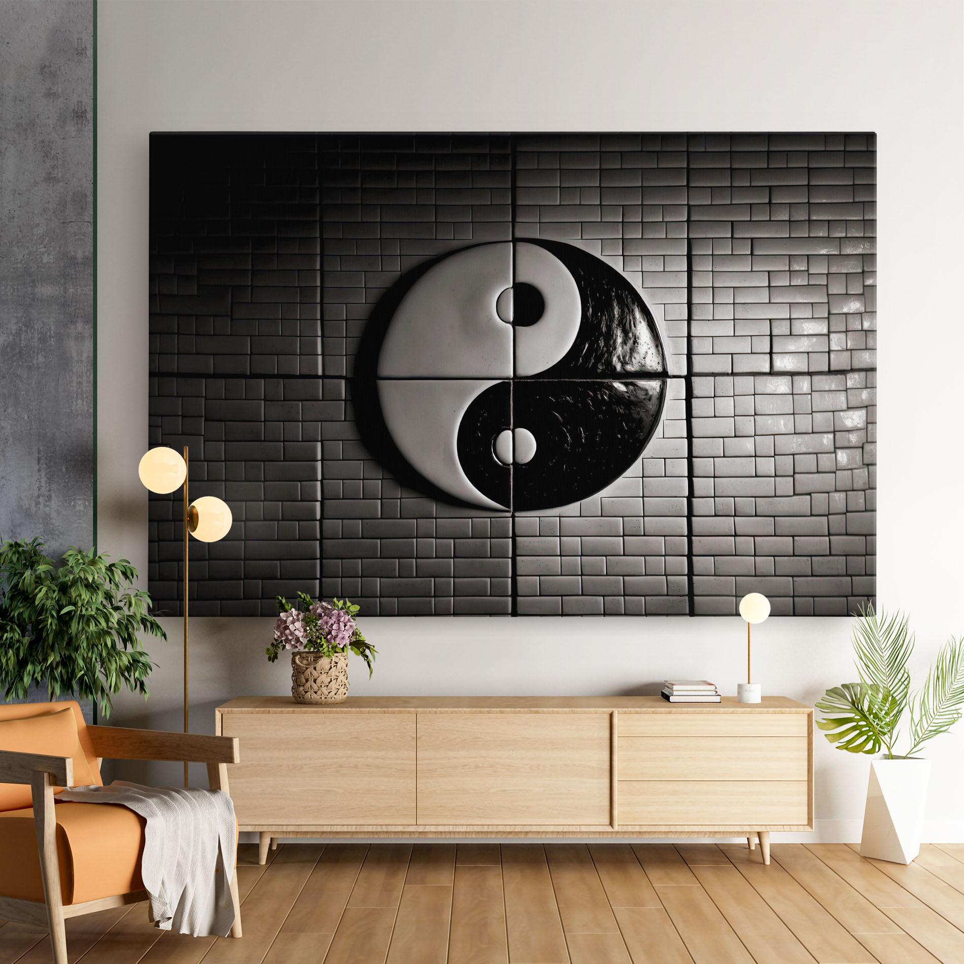 Leinwandbild Yinyang Tiles Wall mockup 9