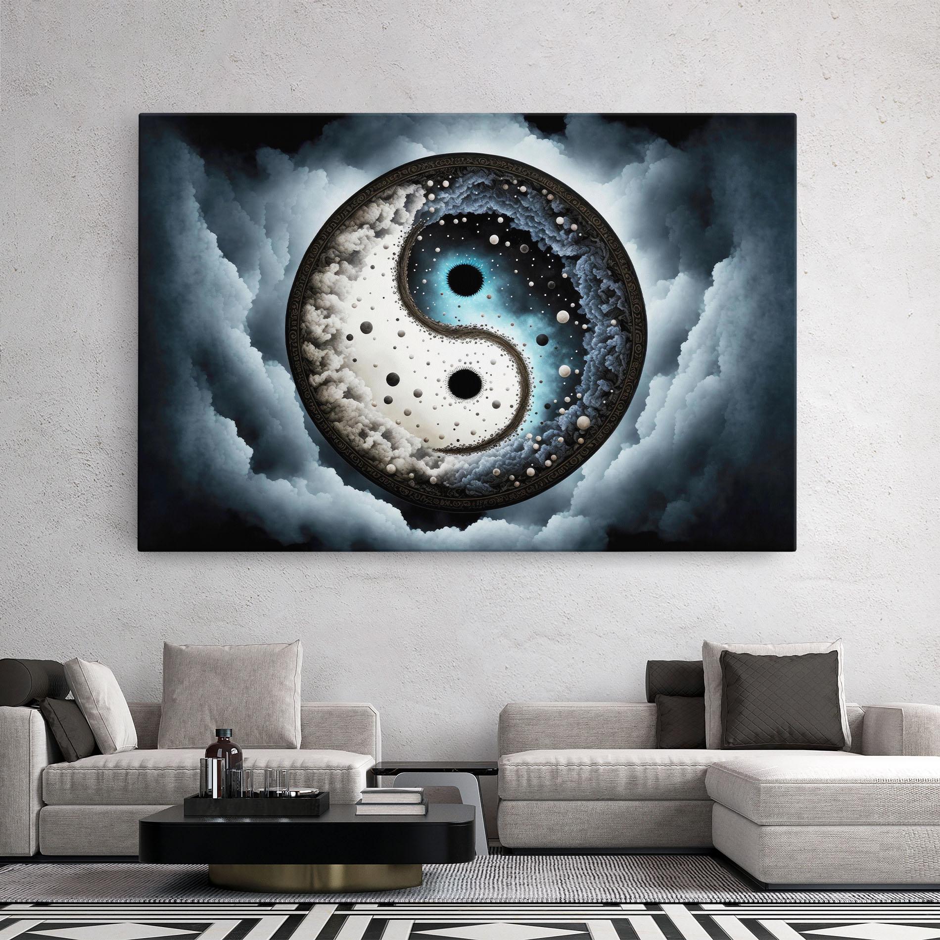 Leinwandbild Black Blue Yinyang mockup 2