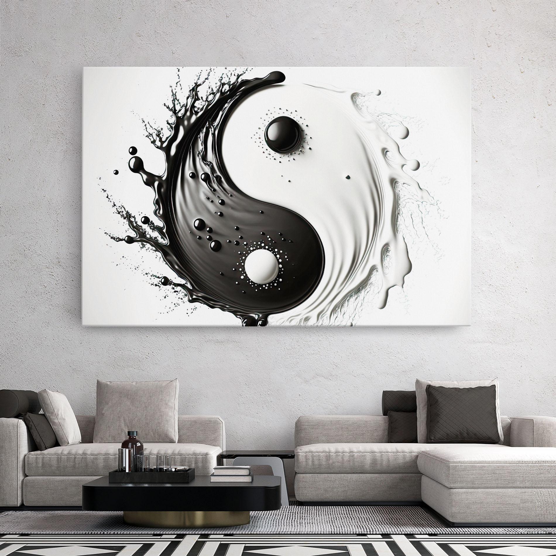 Leinwandbild Black Liquid Yinyang mockup 2