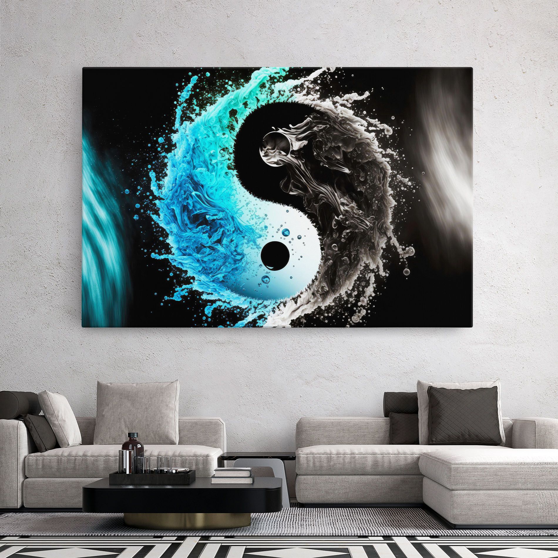 Blue Black Yinyang mockup 2