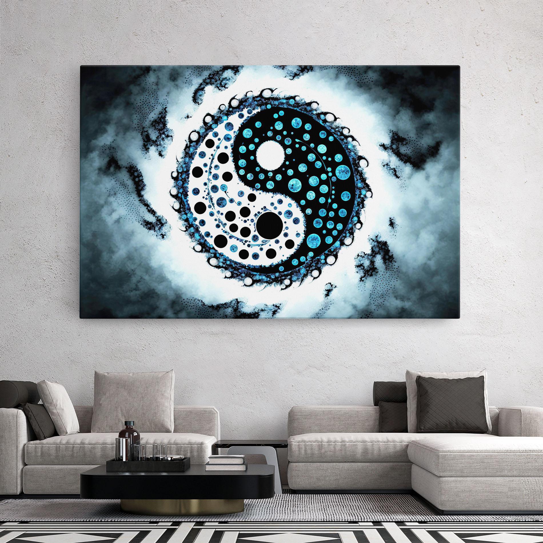Leinwandbild Blue White Yinyang mockup 2