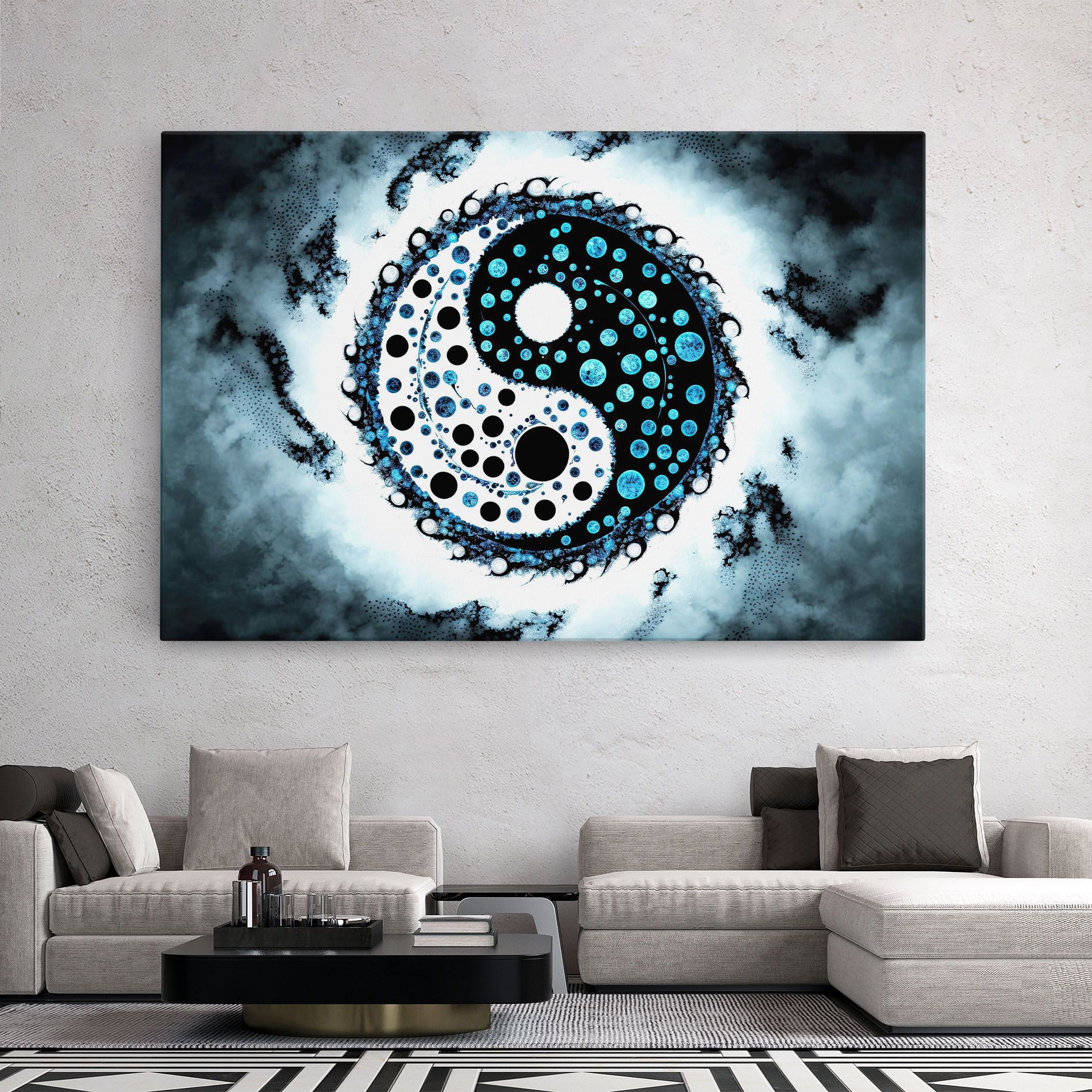 Blue White Yinyang mockup 2
