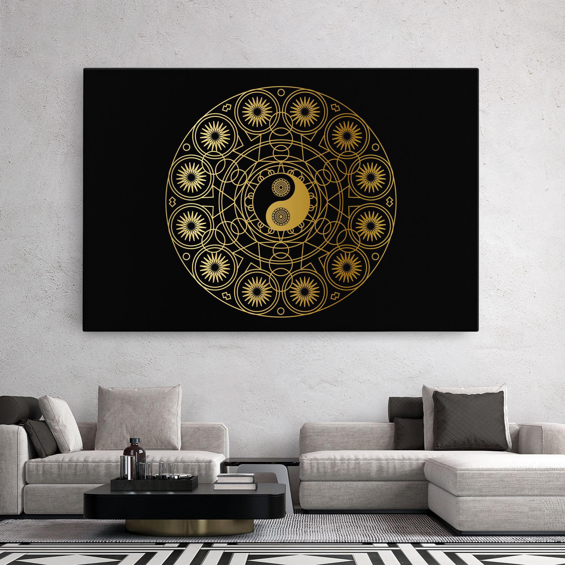Leinwandbild Gold Meditation Mandala mockup 2