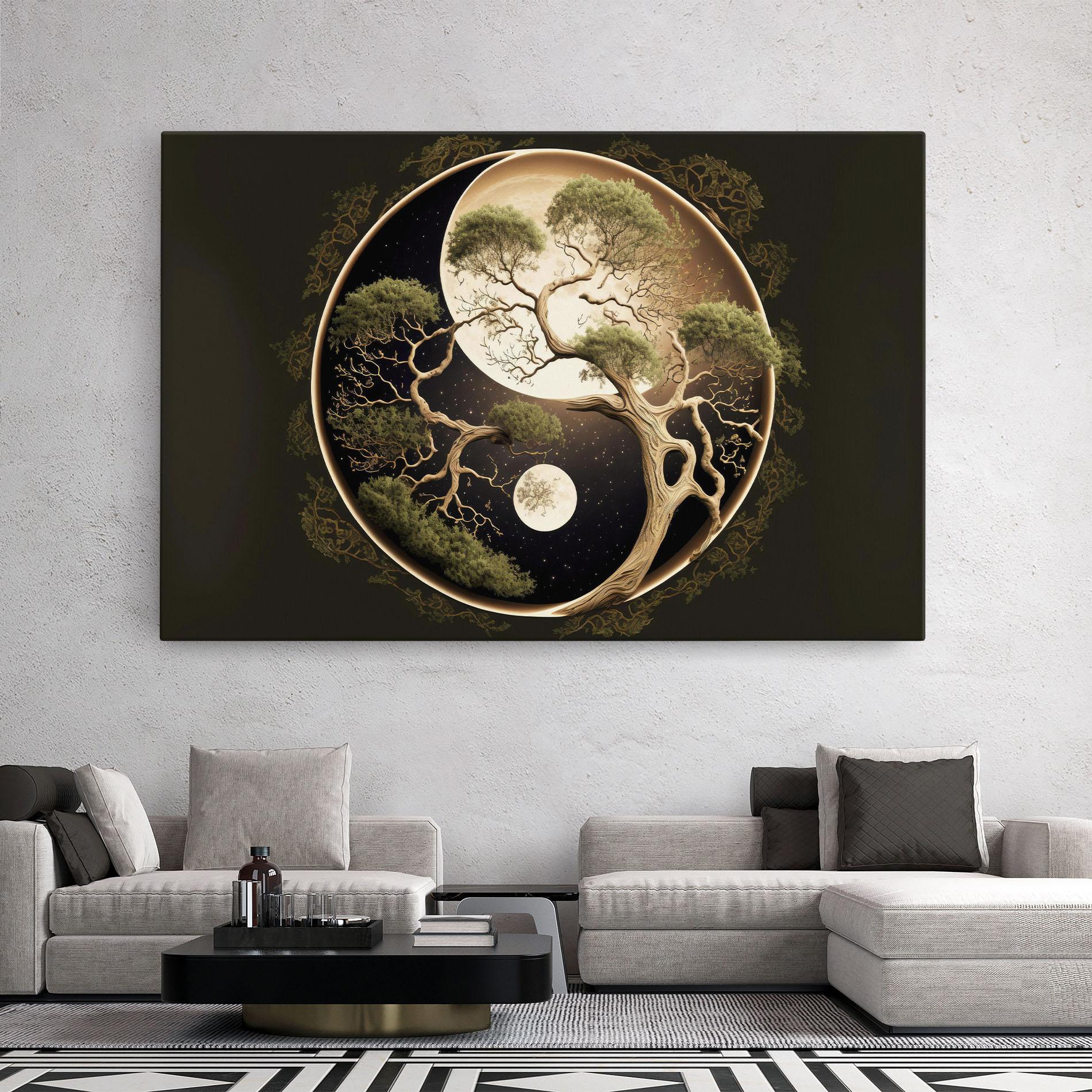 Leinwandbild Green Tree Yinyang mockup 2