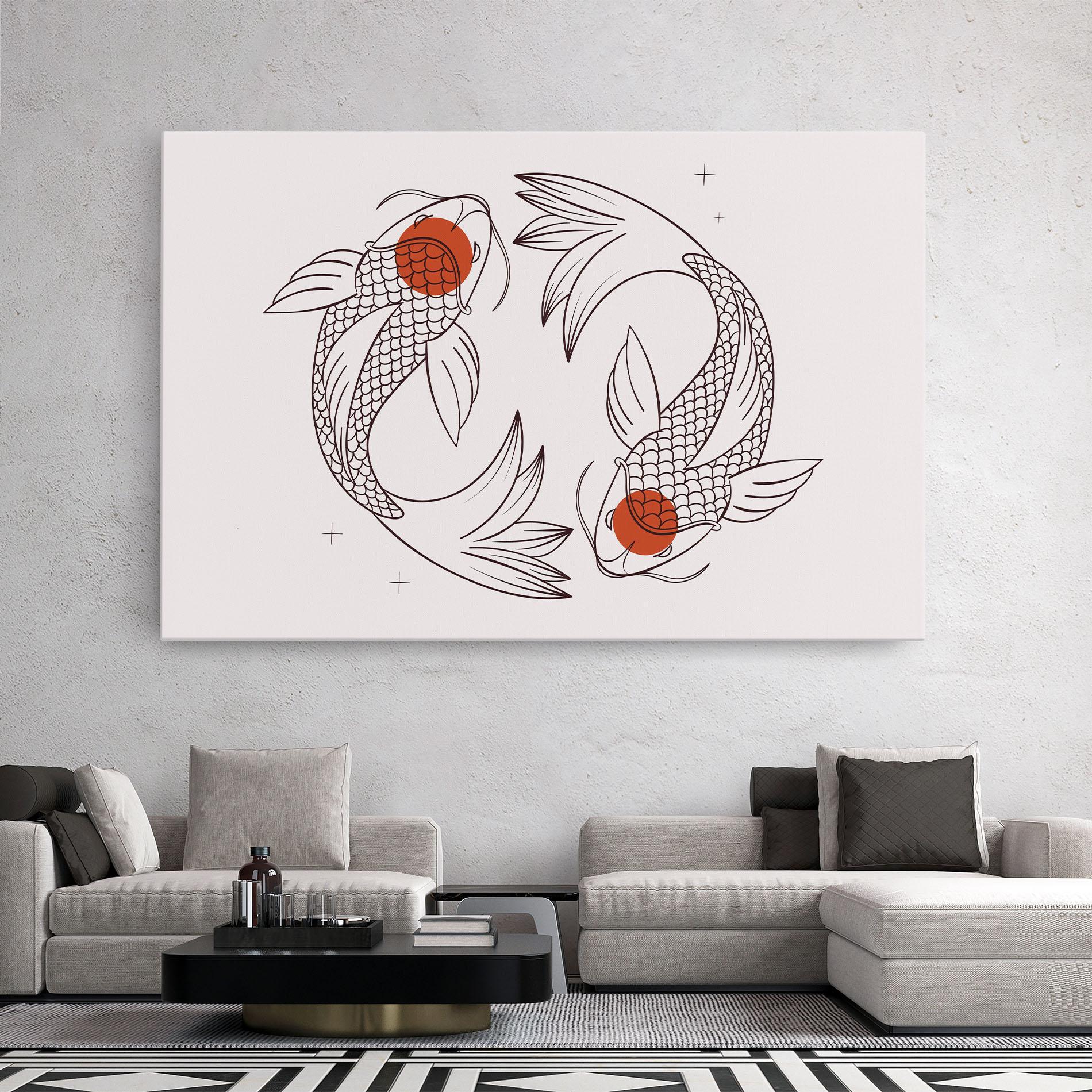 Leinwandbild Koi Yinyang Art mockup 2