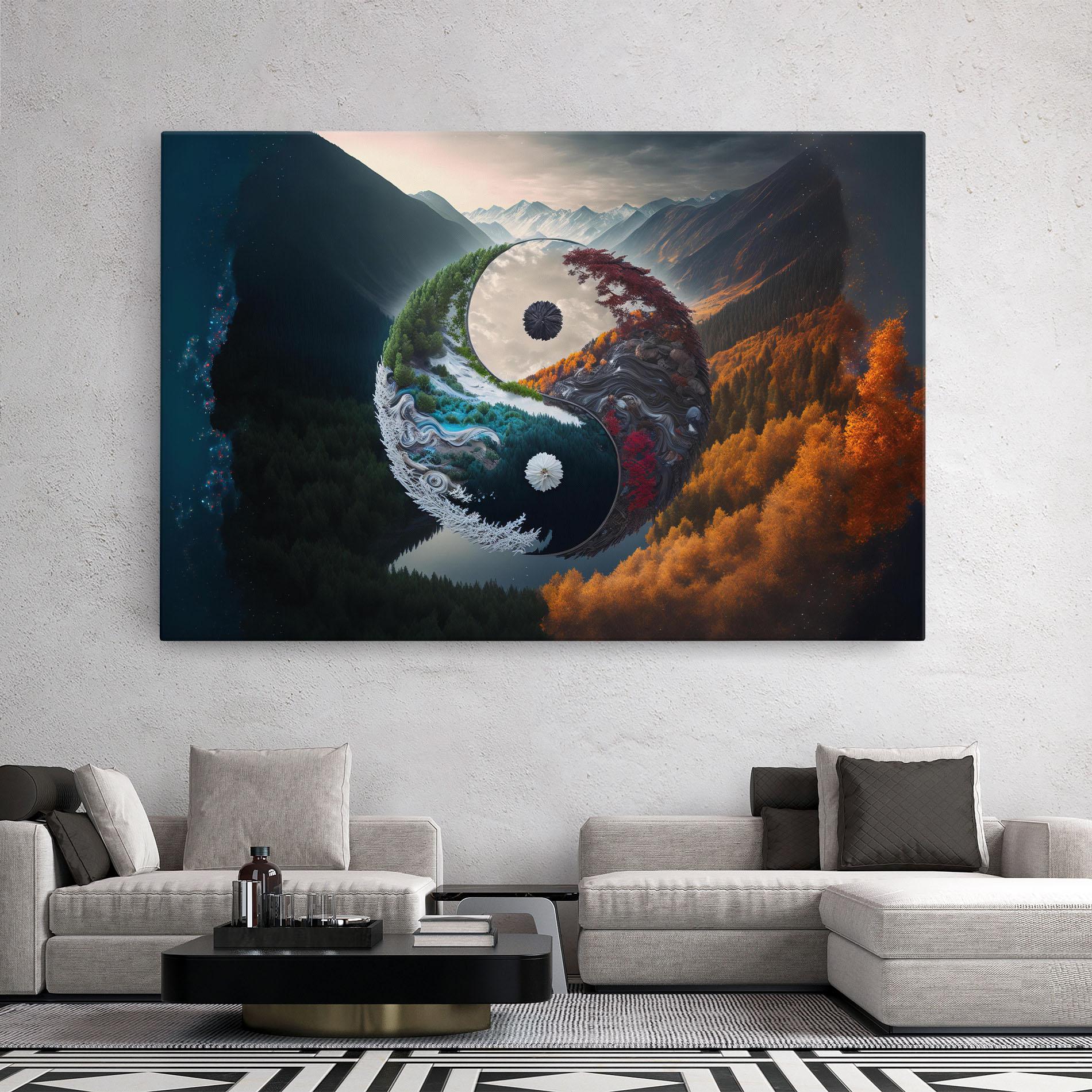 Leinwandbild Mountain Yinyang mockup 2