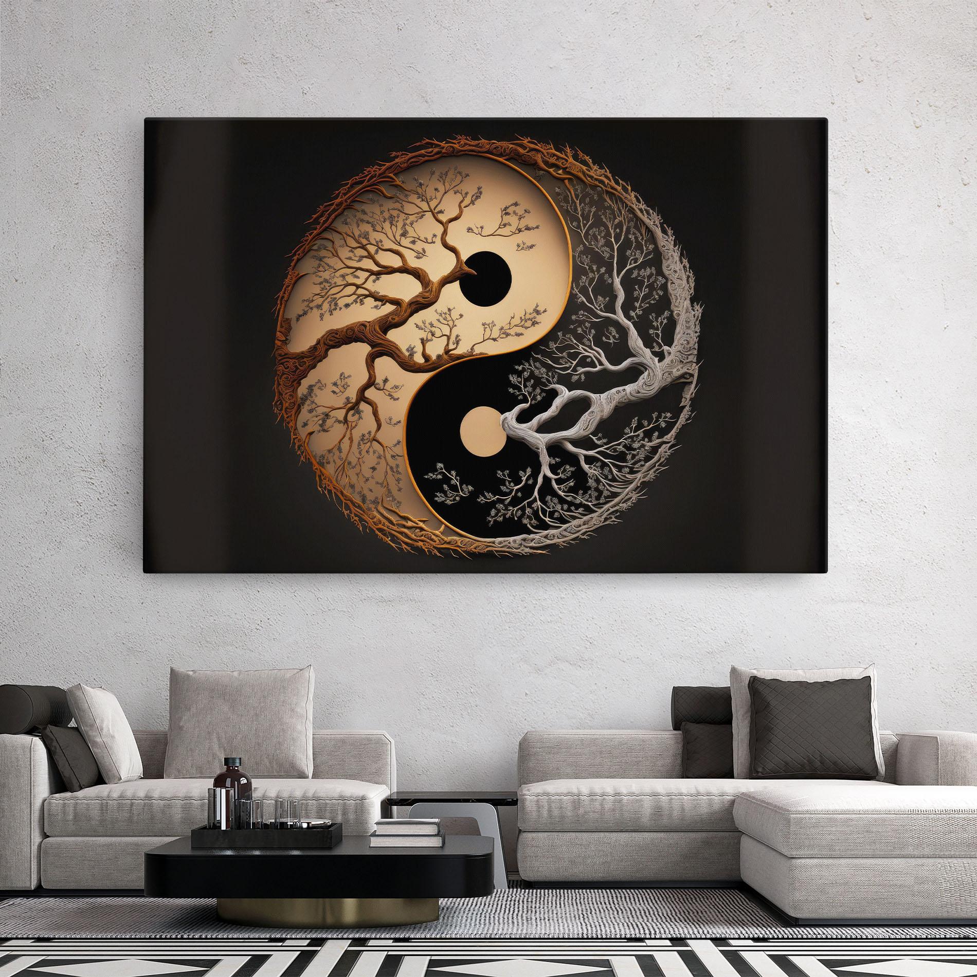 Leinwandbild Old Tree Yinyang mockup 2