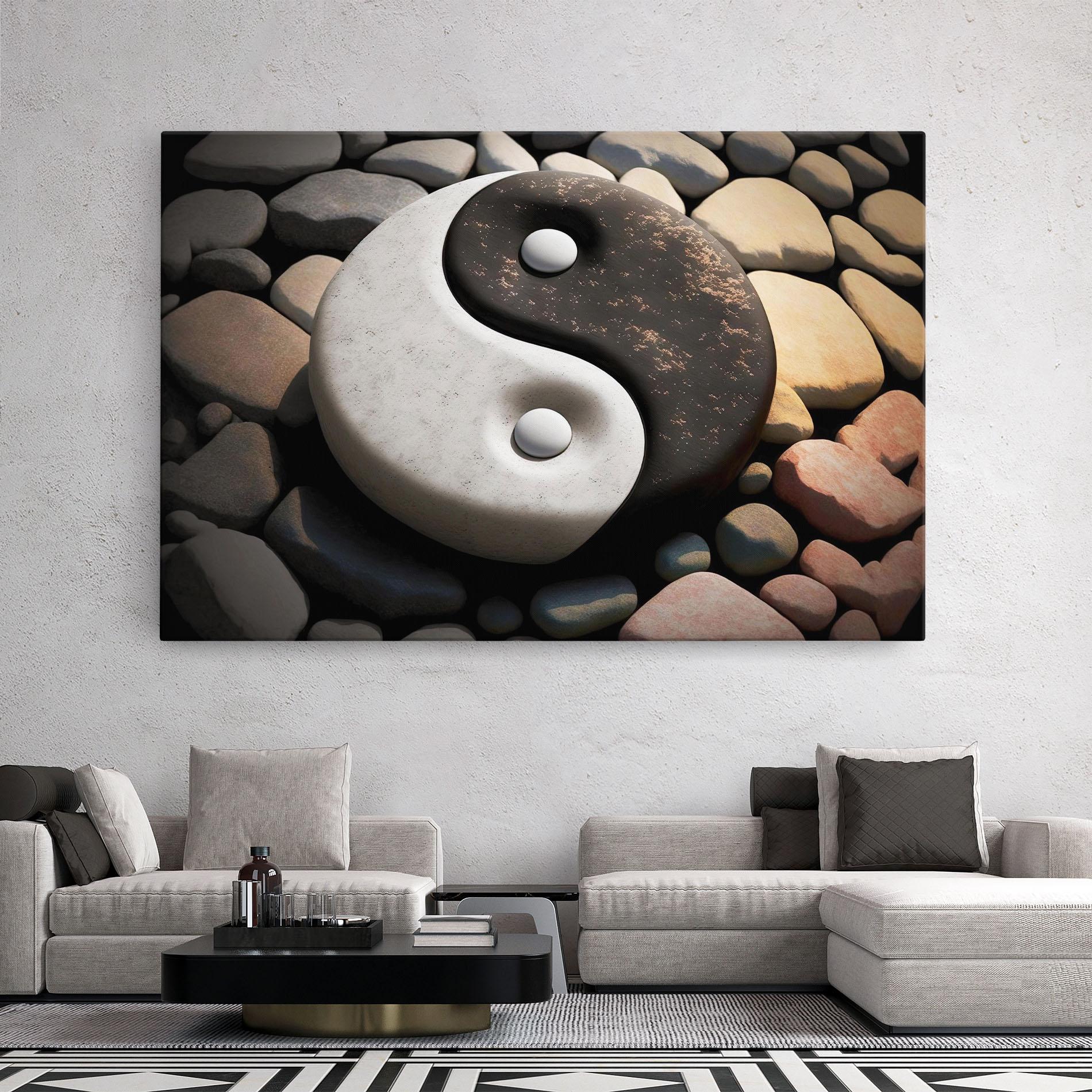 Leinwandbild Stone Yinyang mockup 2