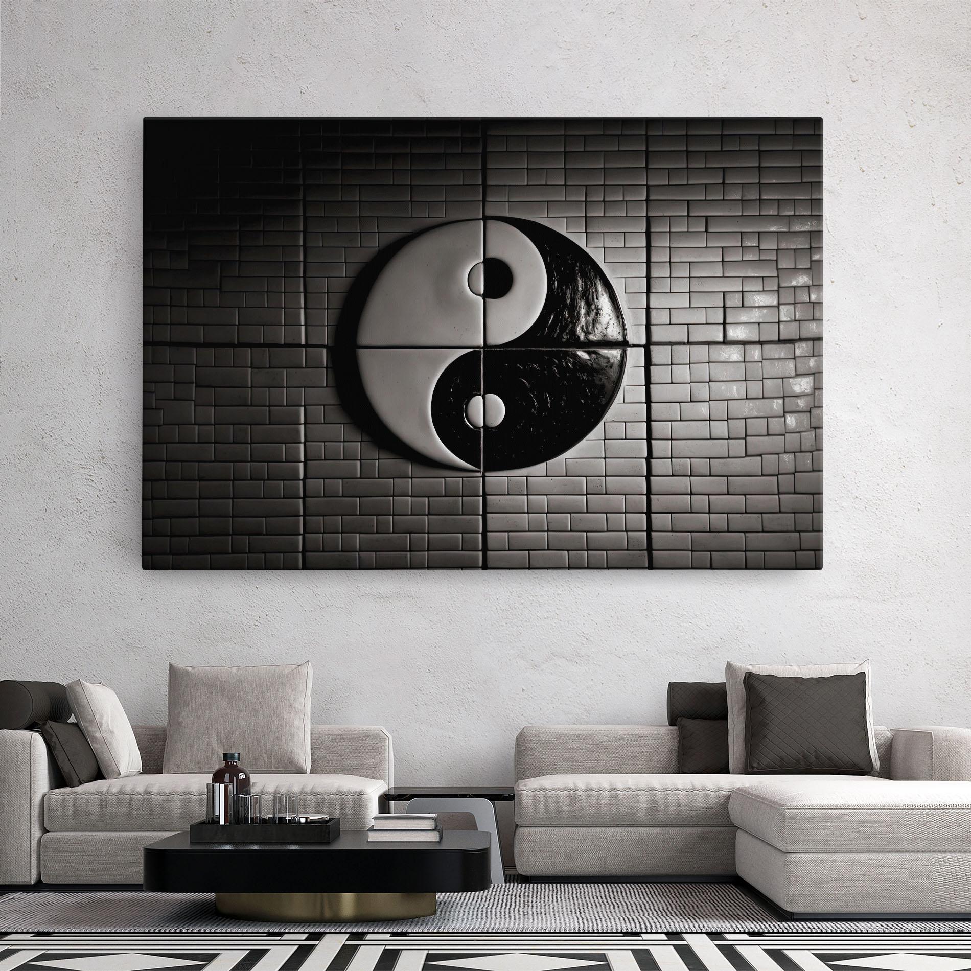 Leinwandbild Yinyang Tiles Wall mockup 2