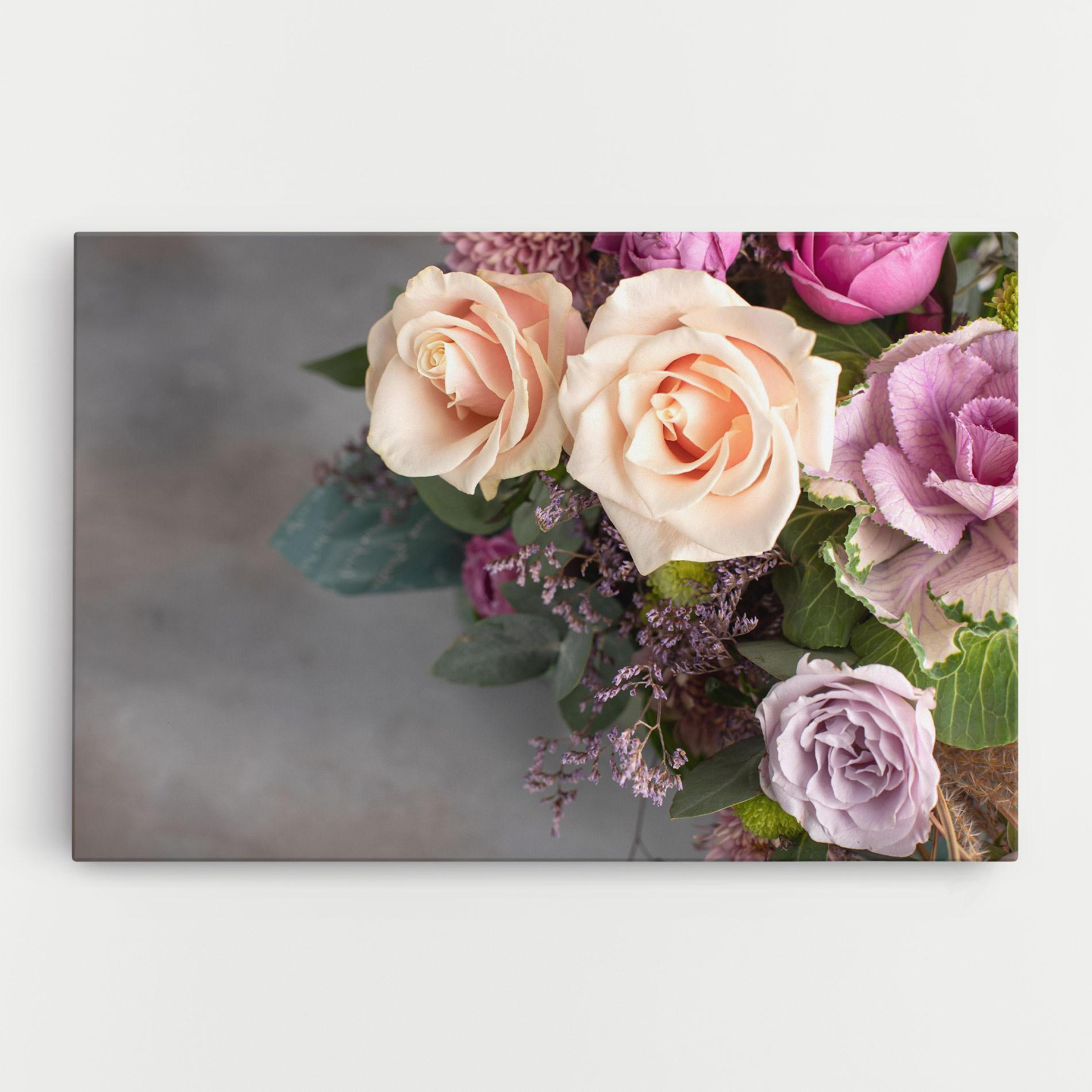 Leinwandbild Cream Purple Bouquet mockup 0