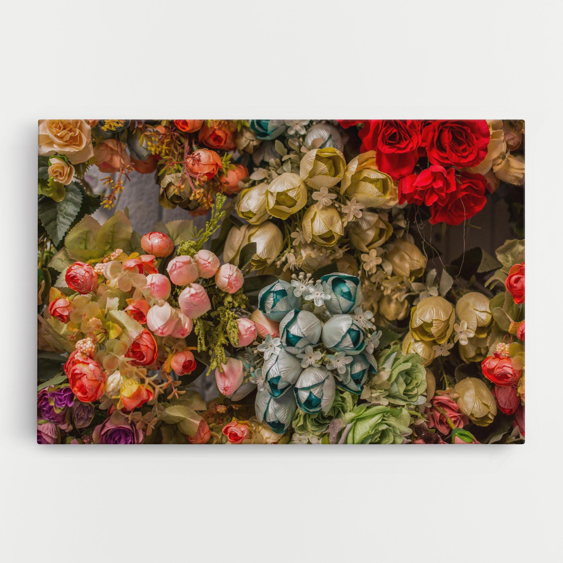 Leinwandbild Fake Flowers Wall mockup 0