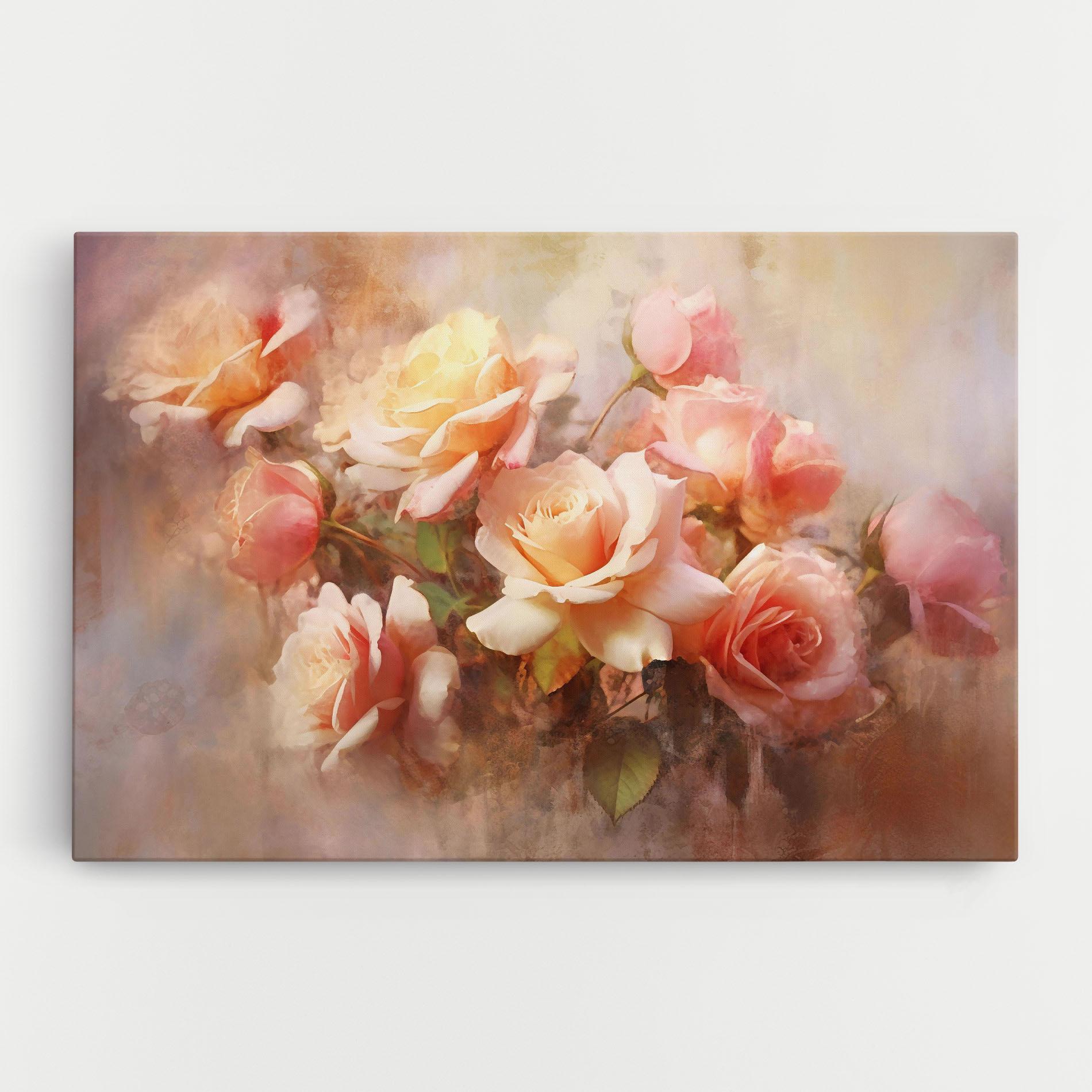 Leinwandbild Roses Bouquet Painting mockup 0