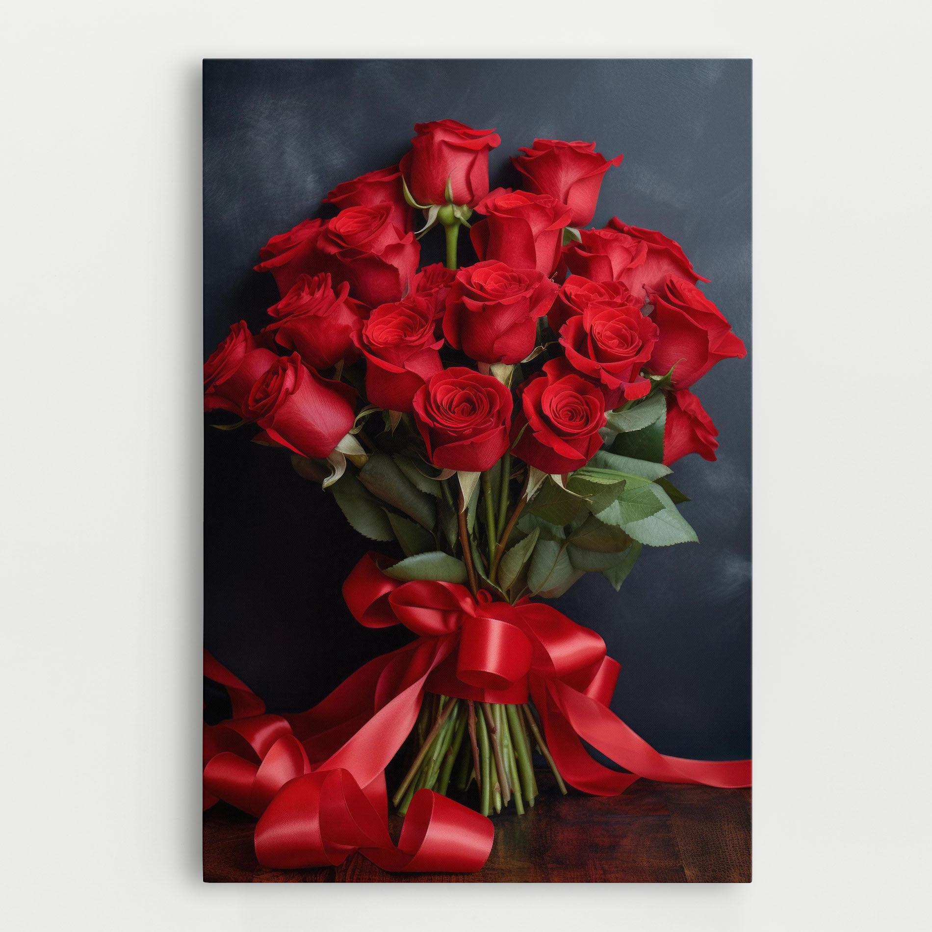 Leinwandbild Beautiful Red Roses Bouquet mockup 0