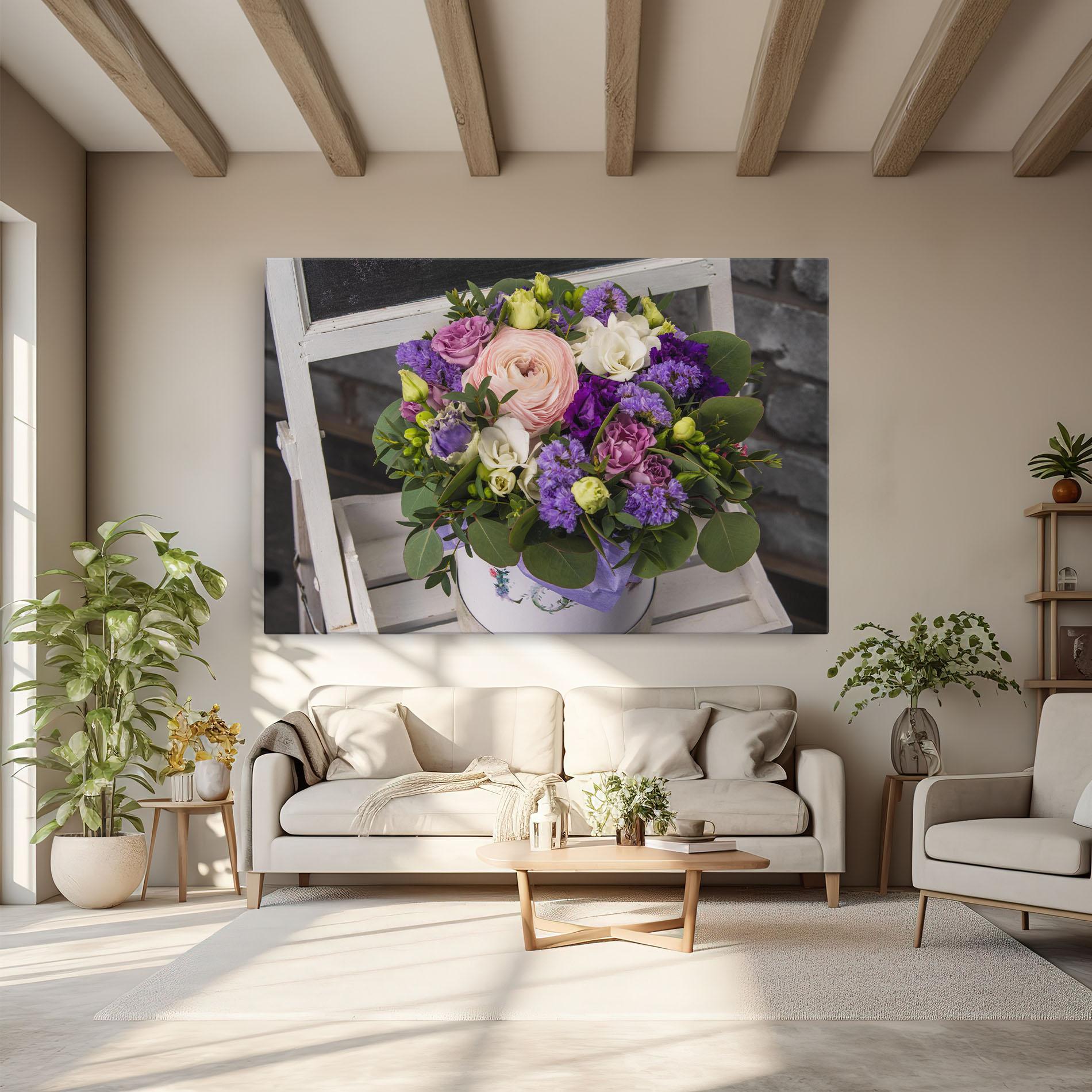 Leinwandbild Big Pink Rose Bouquet mockup 6