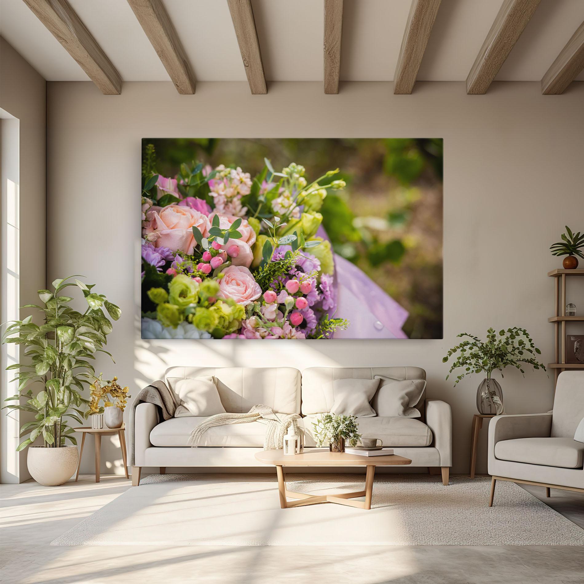 Leinwandbild Green Pink Bouquet mockup 6