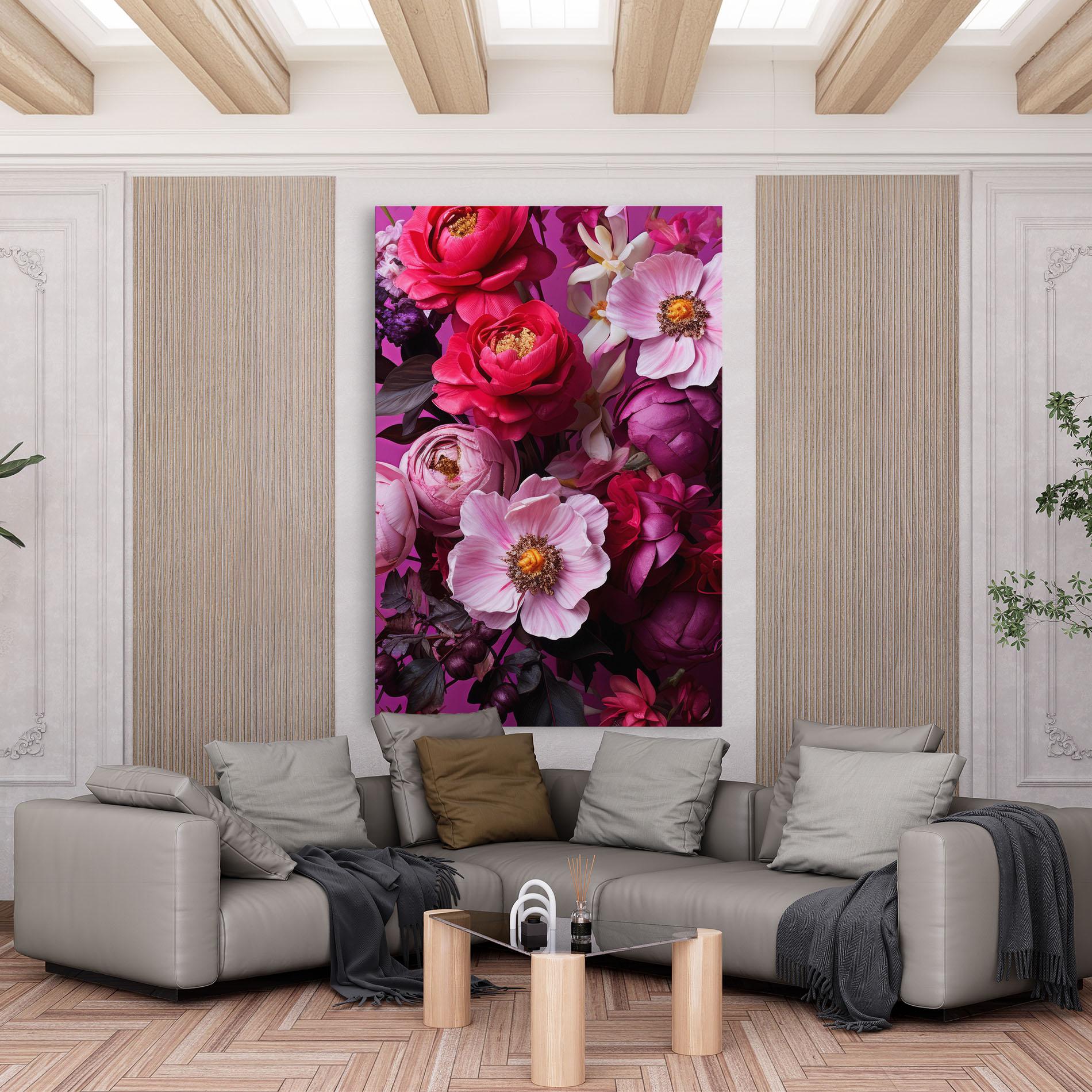 Leinwandbild Pink Red Bouquet mockup 6