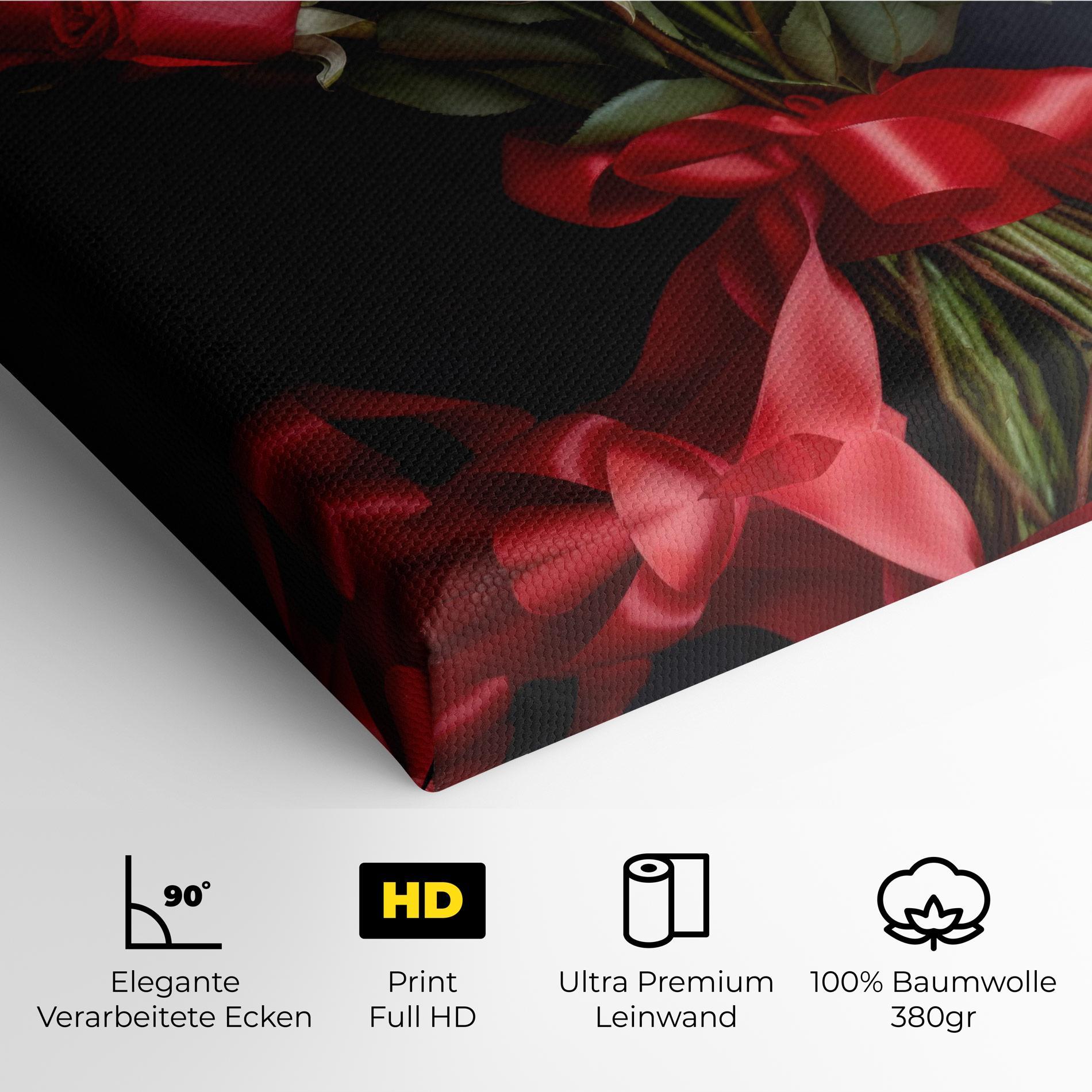 Leinwandbild Beautiful Red Roses Bouquet mockup 4