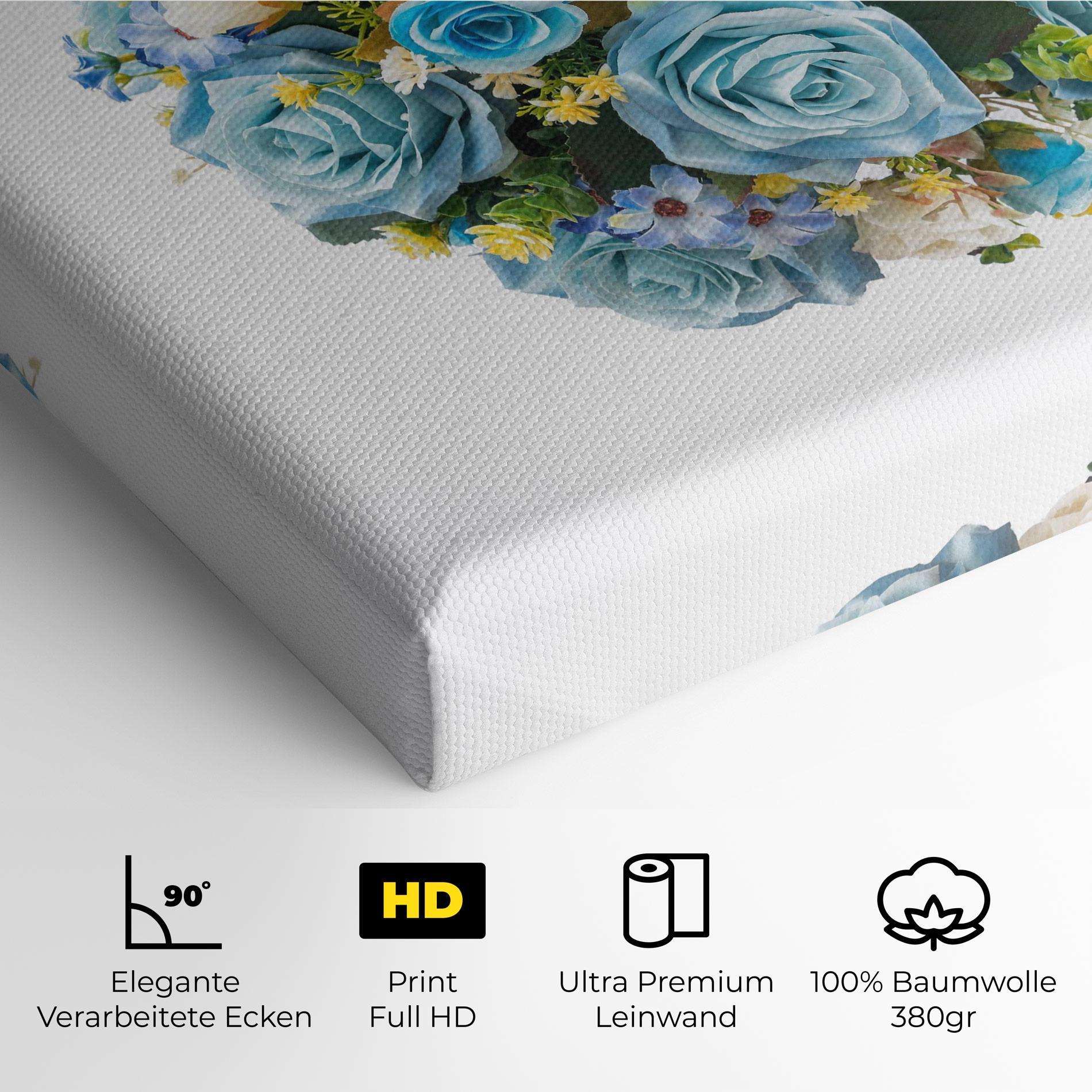 Leinwandbild Blue Roses Bouquet mockup 4