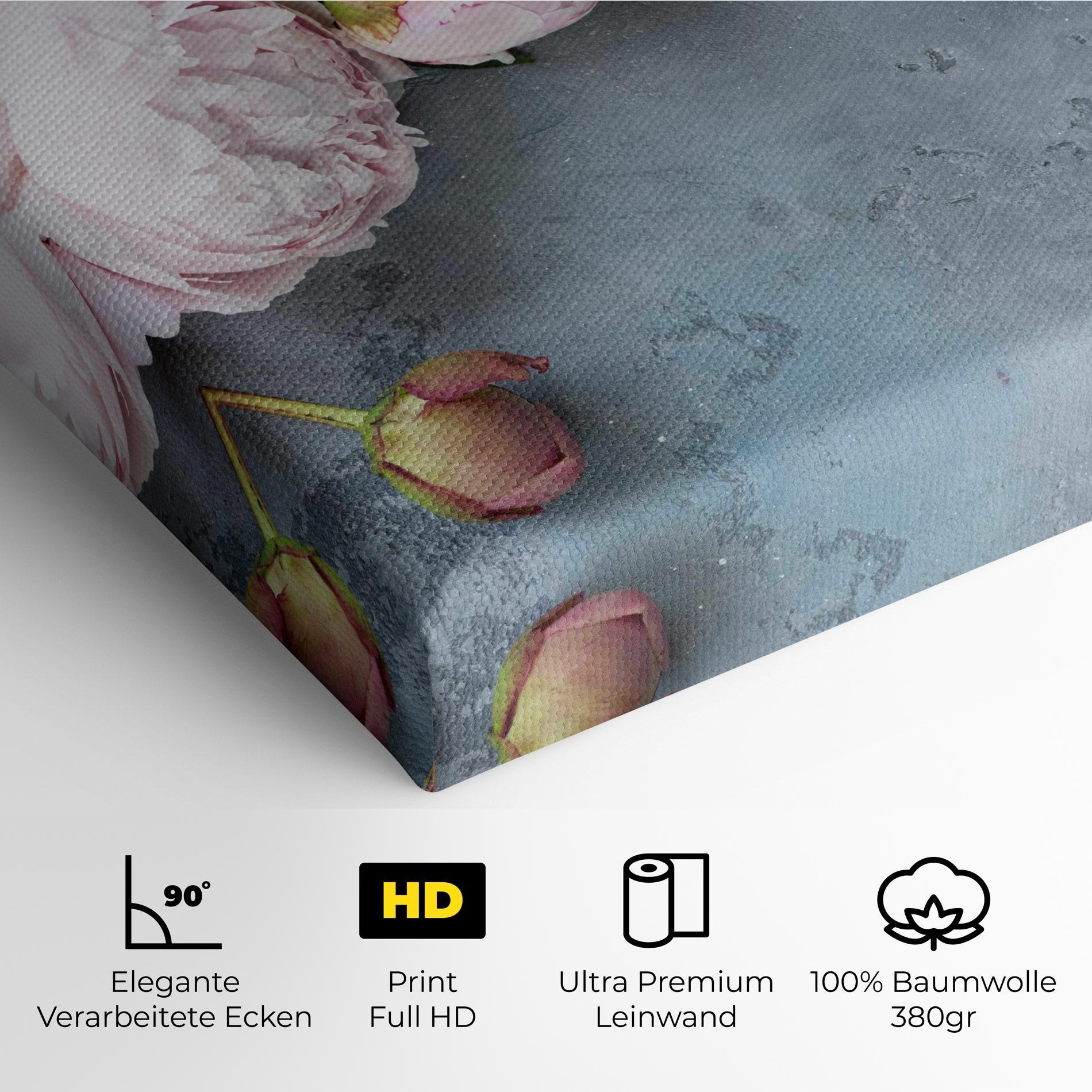 Leinwandbild Cute Pink Peonies mockup 4