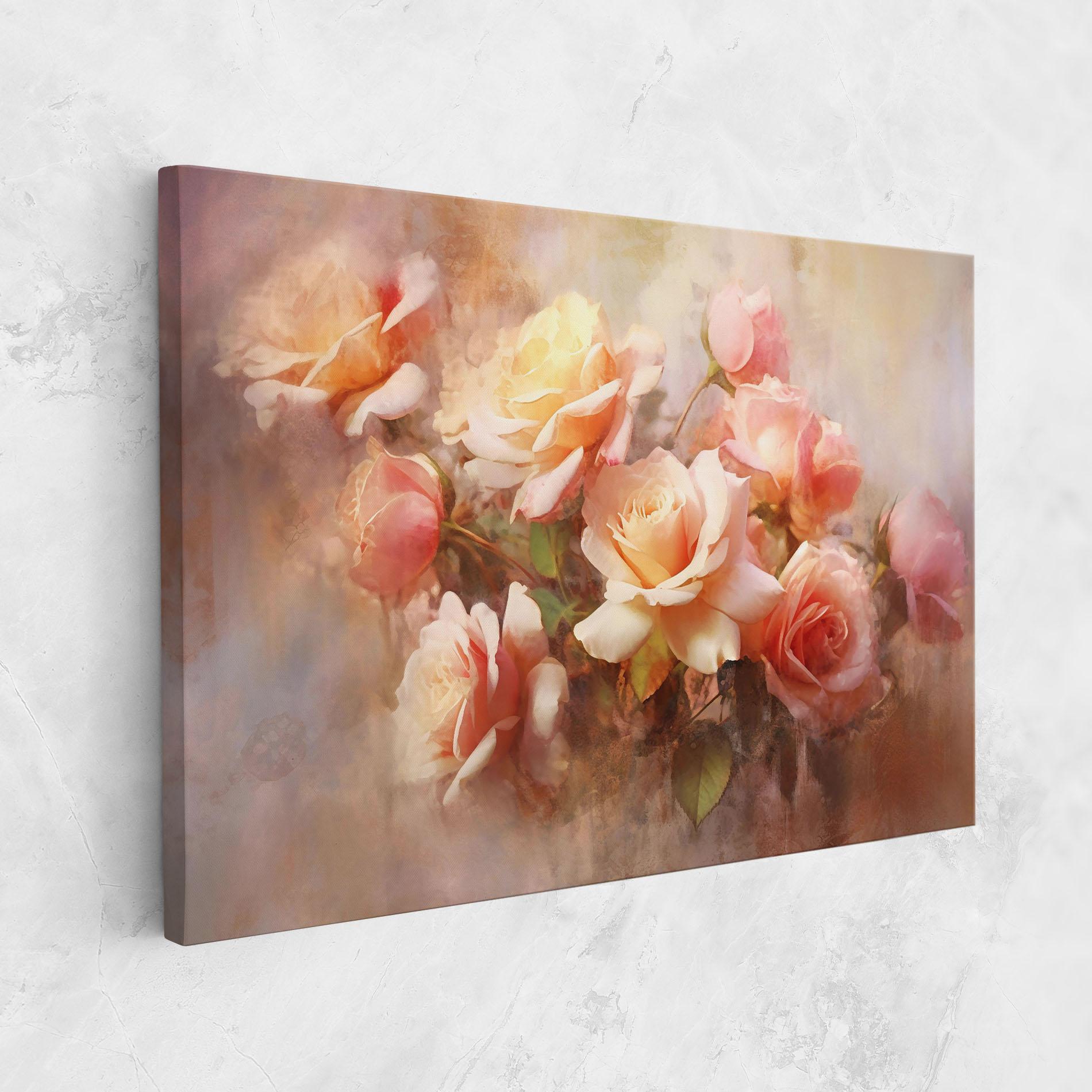 Leinwandbild Roses Bouquet Painting mockup 1