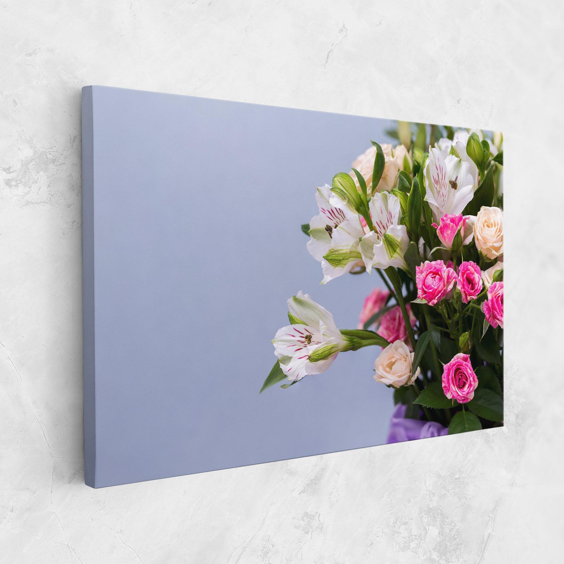 Leinwandbild White Pink Bouquet mockup 1