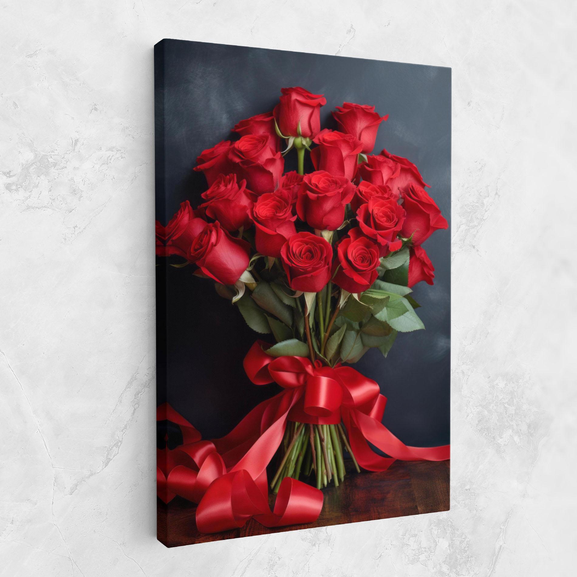 Leinwandbild Beautiful Red Roses Bouquet mockup 1