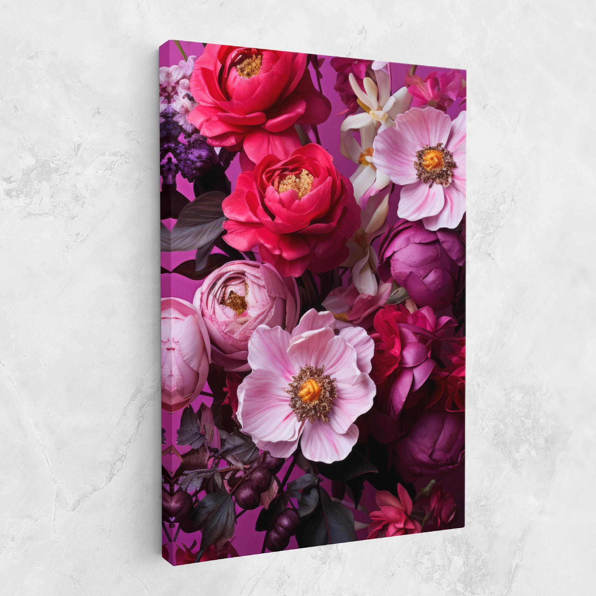 Leinwandbild Pink Red Bouquet mockup 1