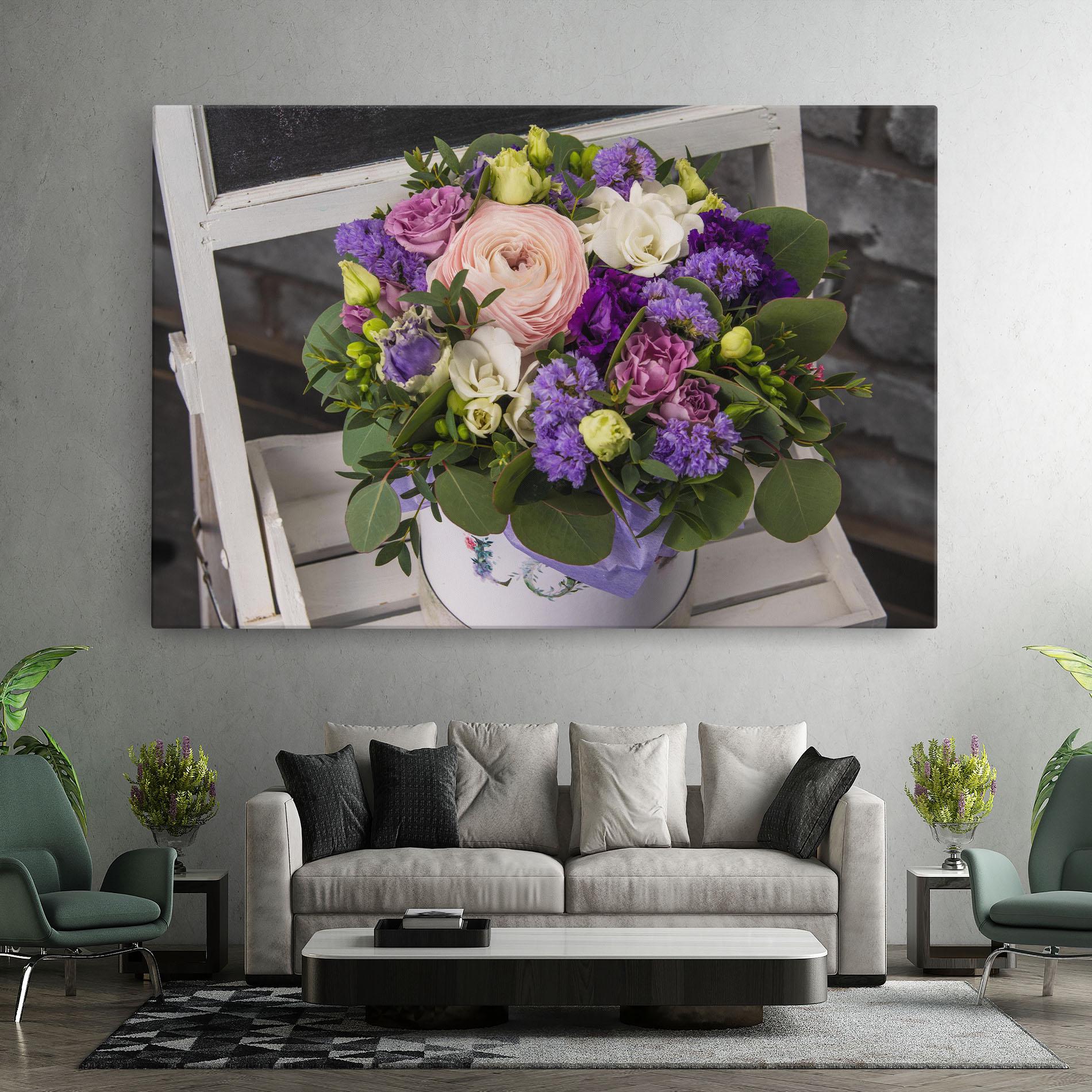 Leinwandbild Big Pink Rose Bouquet mockup 7