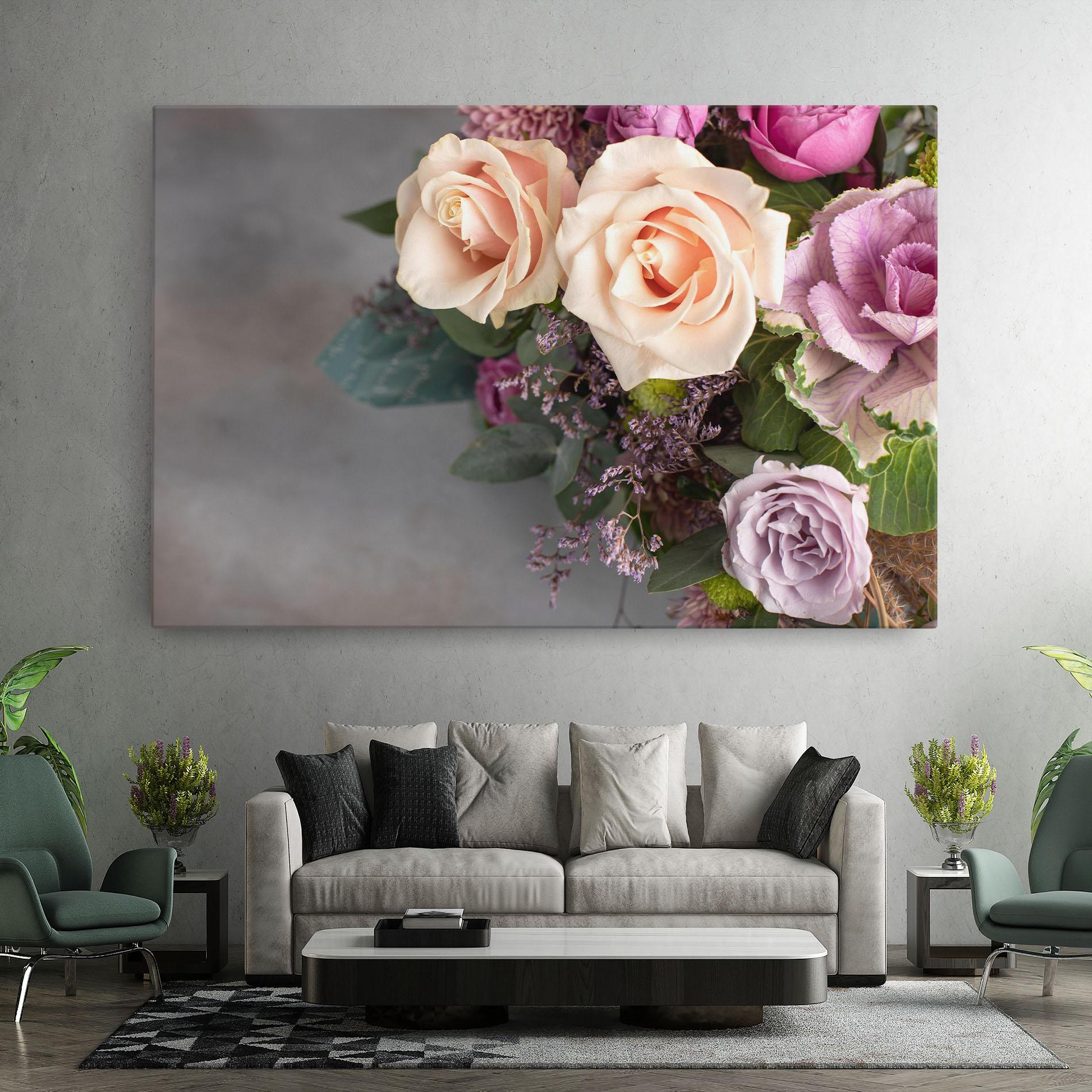 Leinwandbild Cream Purple Bouquet mockup 7