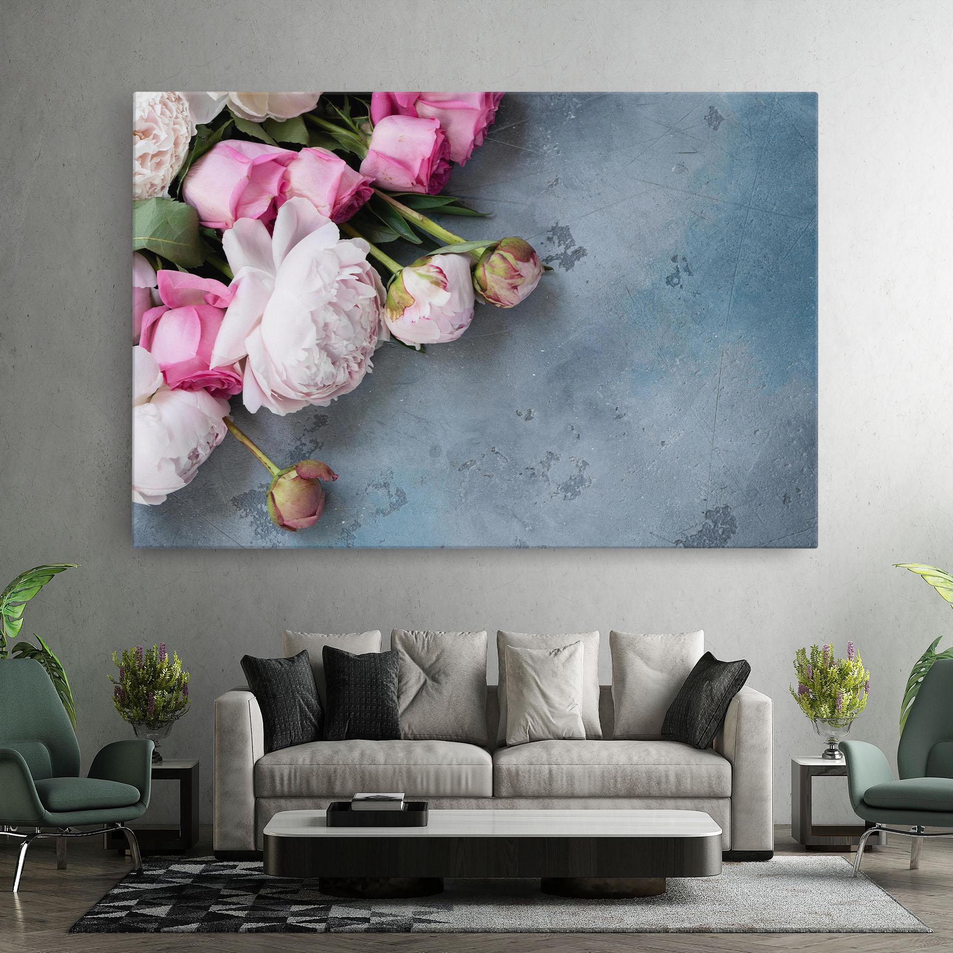 Leinwandbild Cute Pink Peonies mockup 7