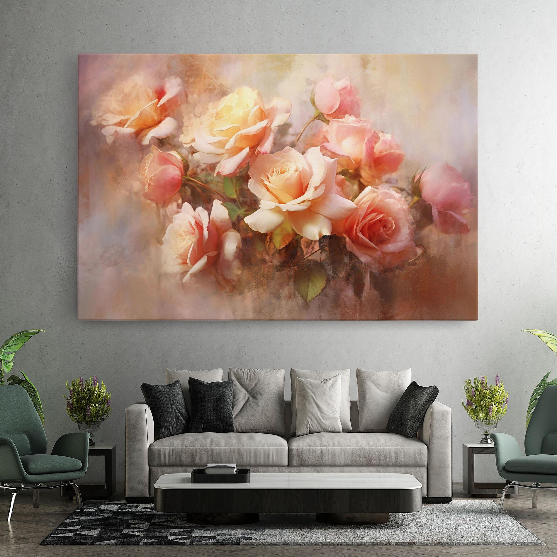 Leinwandbild Roses Bouquet Painting mockup 7