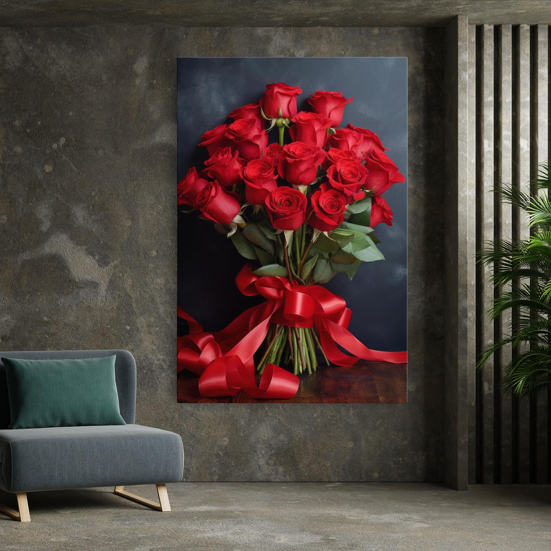 Leinwandbild Beautiful Red Roses Bouquet mockup 7