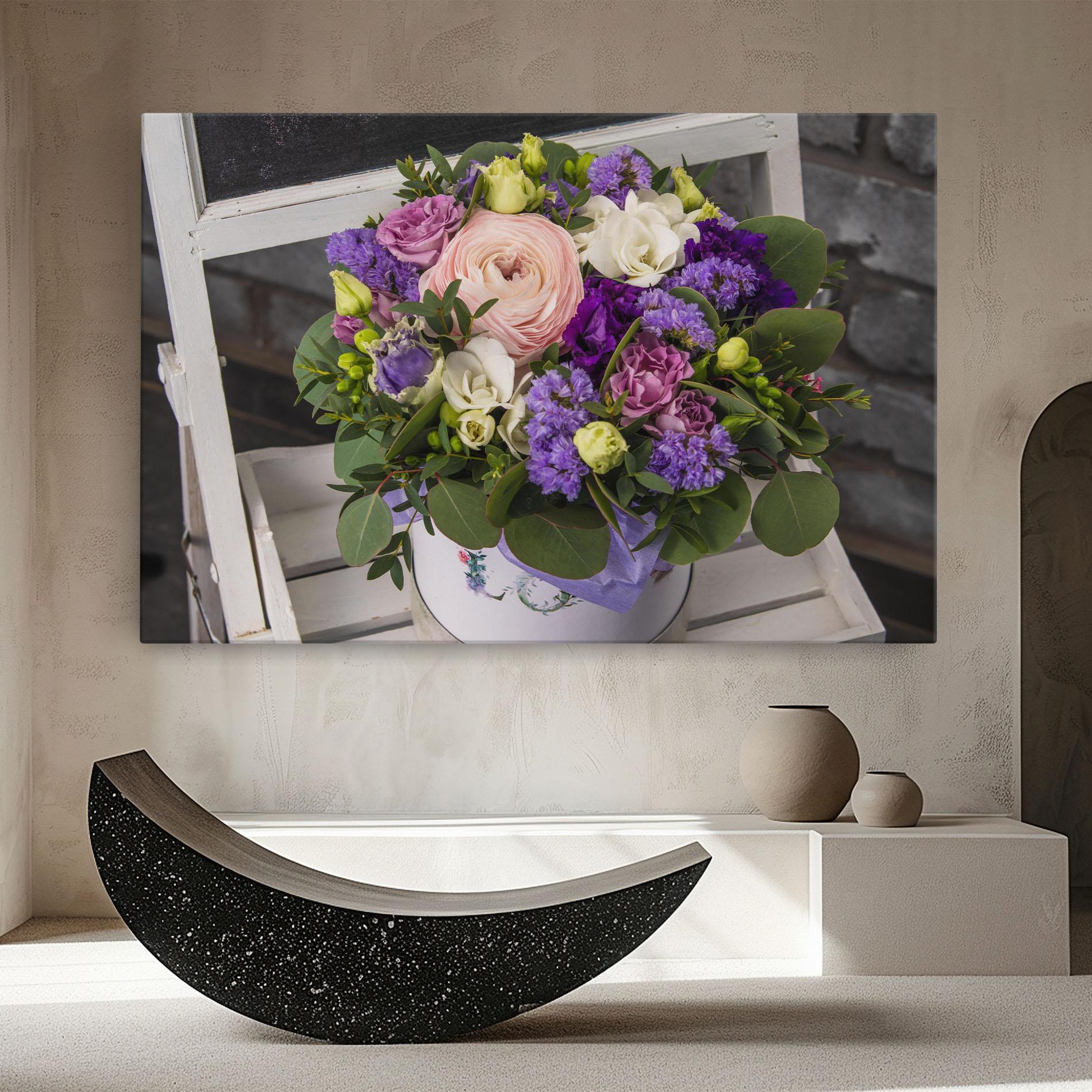 Leinwandbild Big Pink Rose Bouquet mockup 8