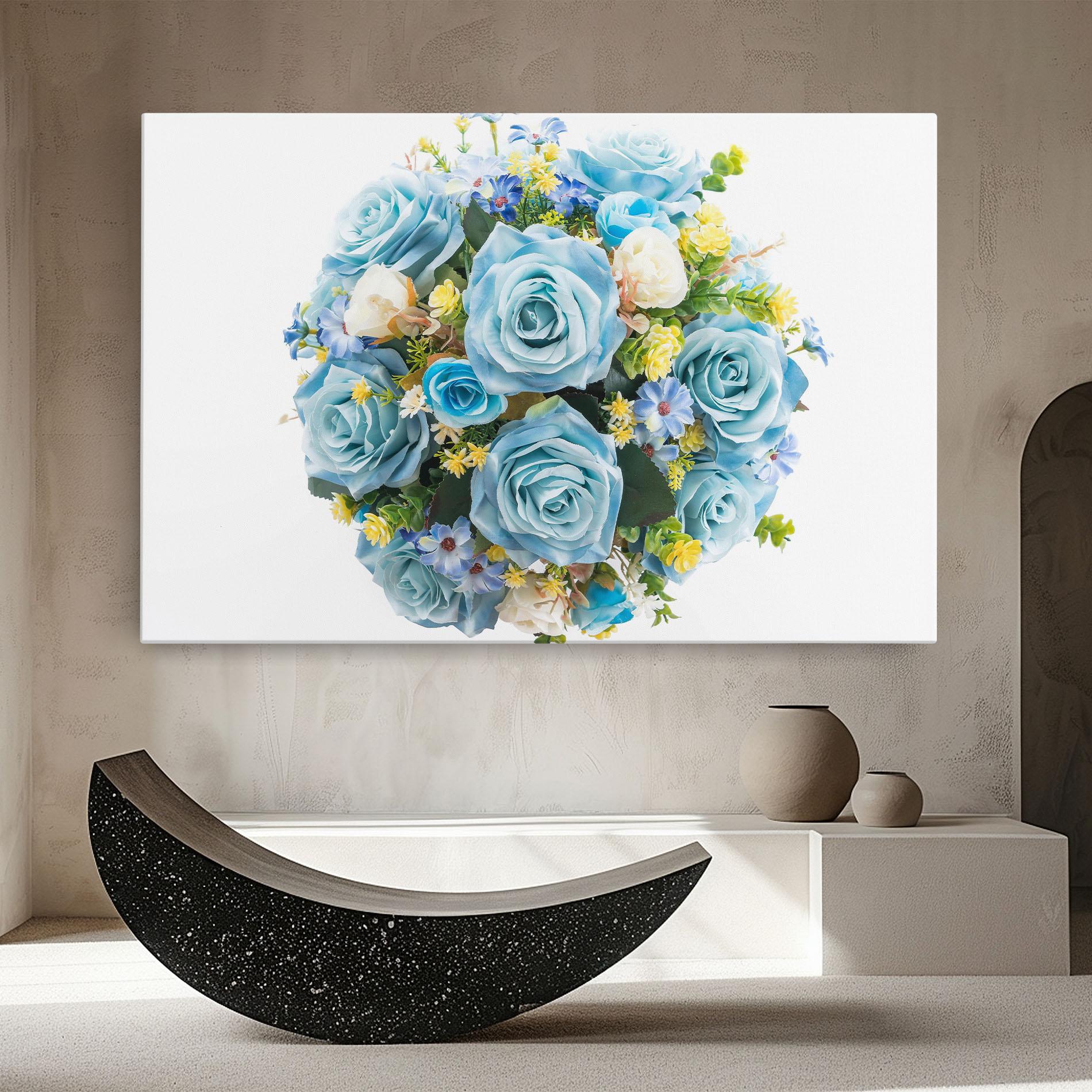 Leinwandbild Blue Roses Bouquet mockup 8