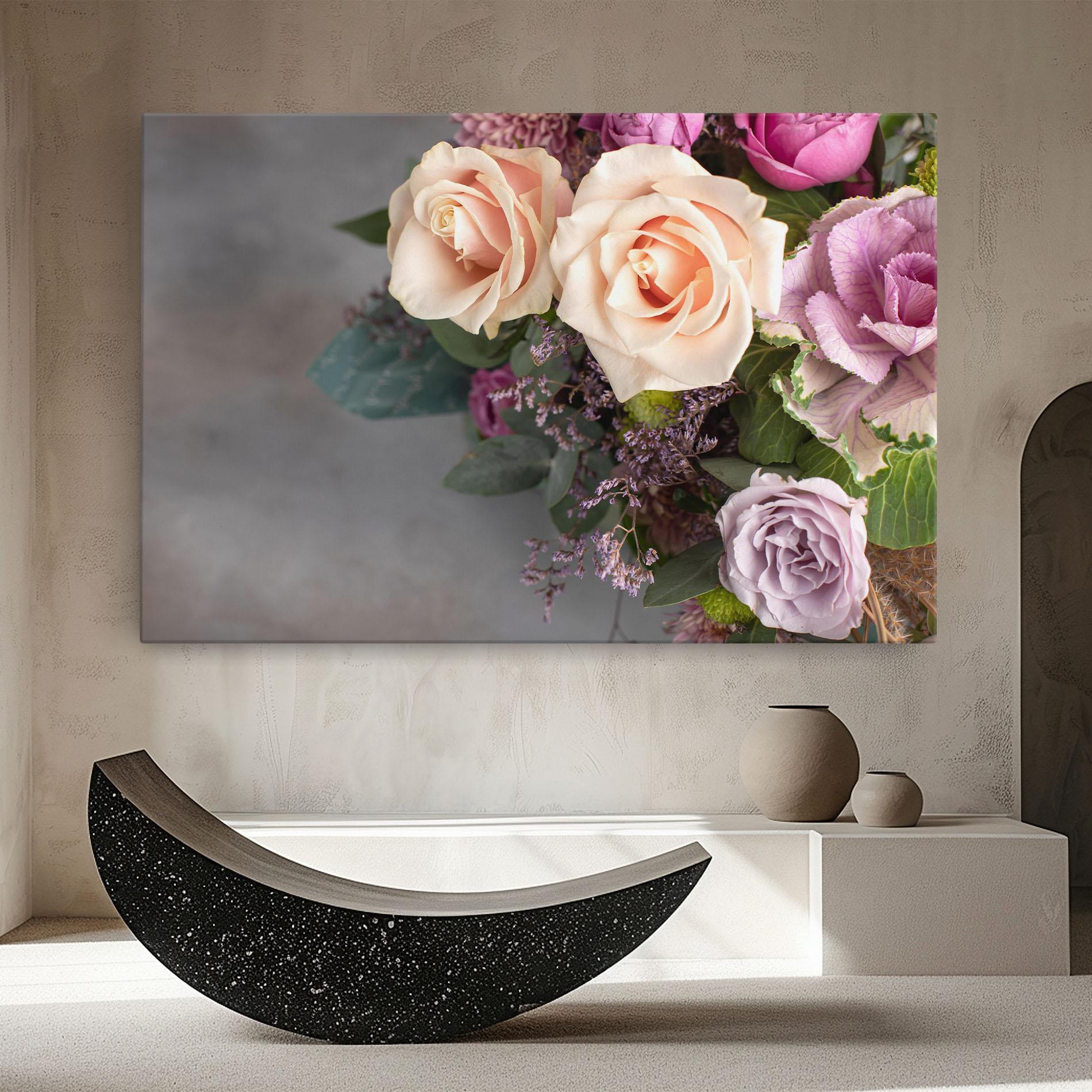 Leinwandbild Cream Purple Bouquet mockup 8