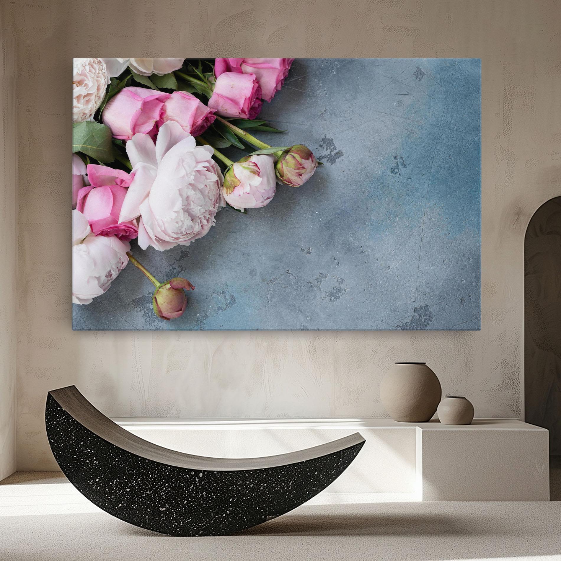Leinwandbild Cute Pink Peonies mockup 8