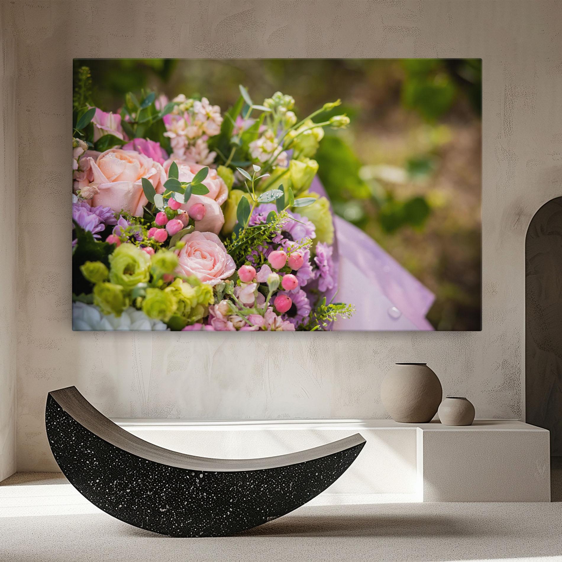 Leinwandbild Green Pink Bouquet mockup 8